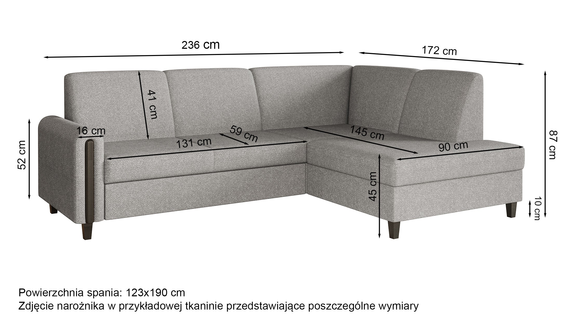 Narożnik z funkcją spania Majla L-kształtny lewostronny z pojemnikiem jasnobeżowy welur