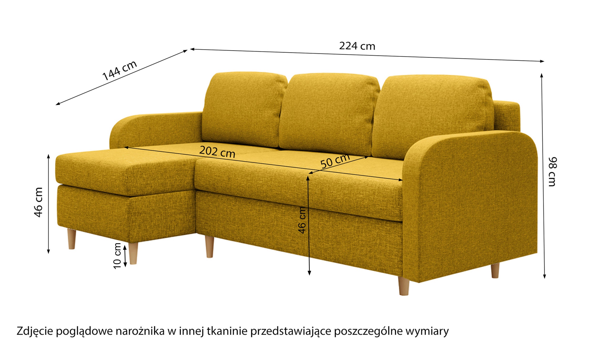 Narożnik z funkcją spania Parcully L-kształtny z pojemnikiem uniwersalny ciemnozielony welur