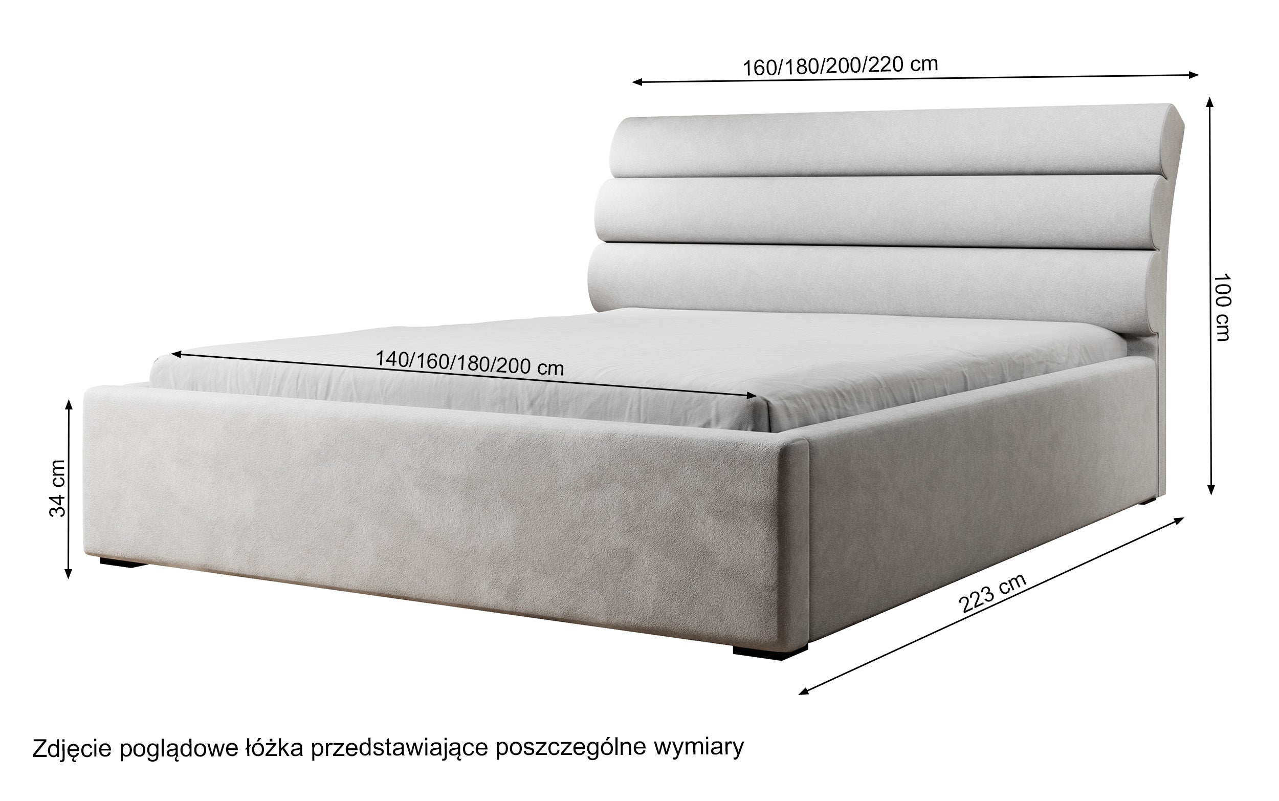 Łóżko tapicerowane 140x200 cm Havneby hydrofobowe granatowe