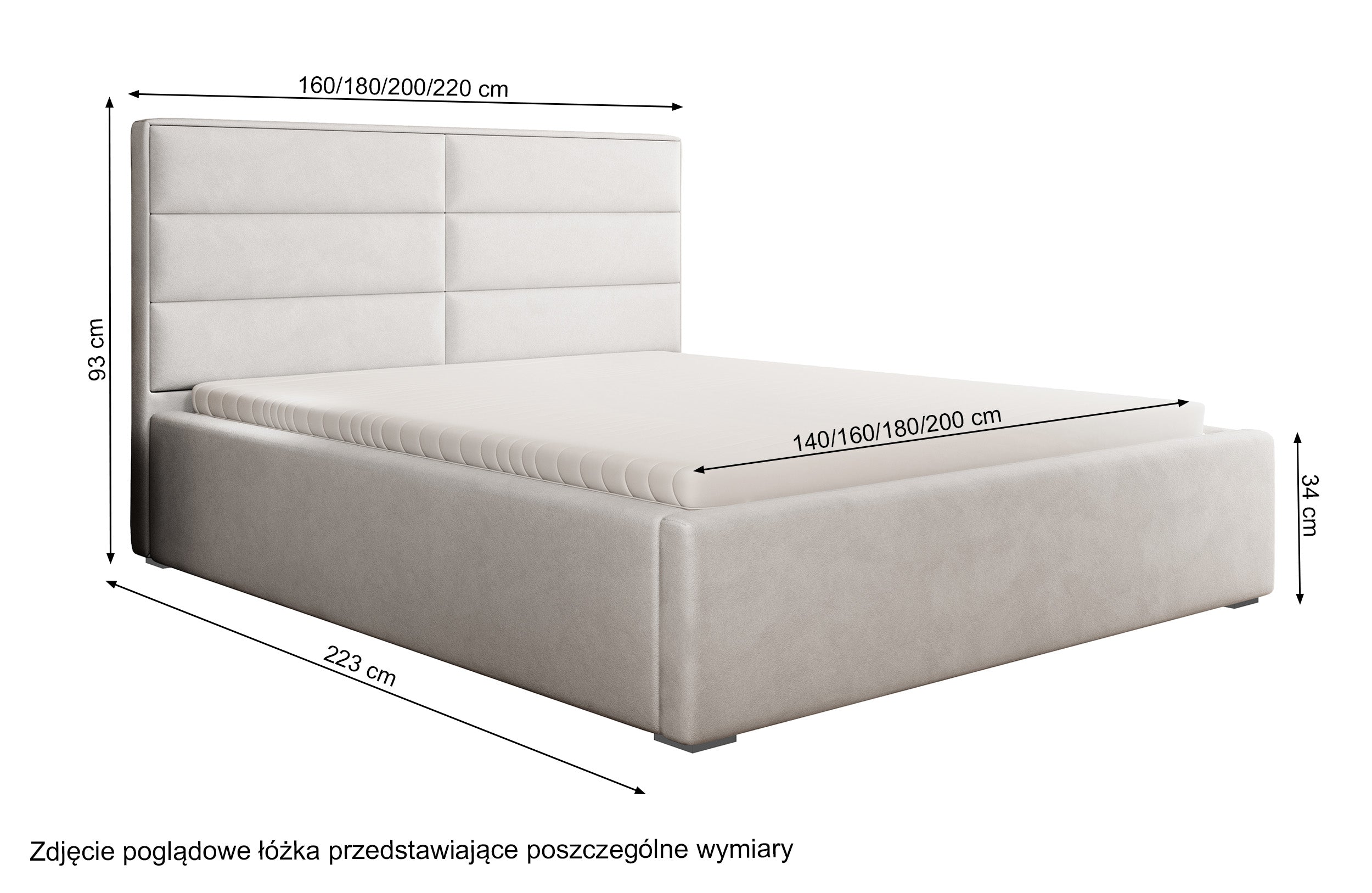 Łóżko tapicerowane 160x200 cm Valdamone hydrofobowe granatowe