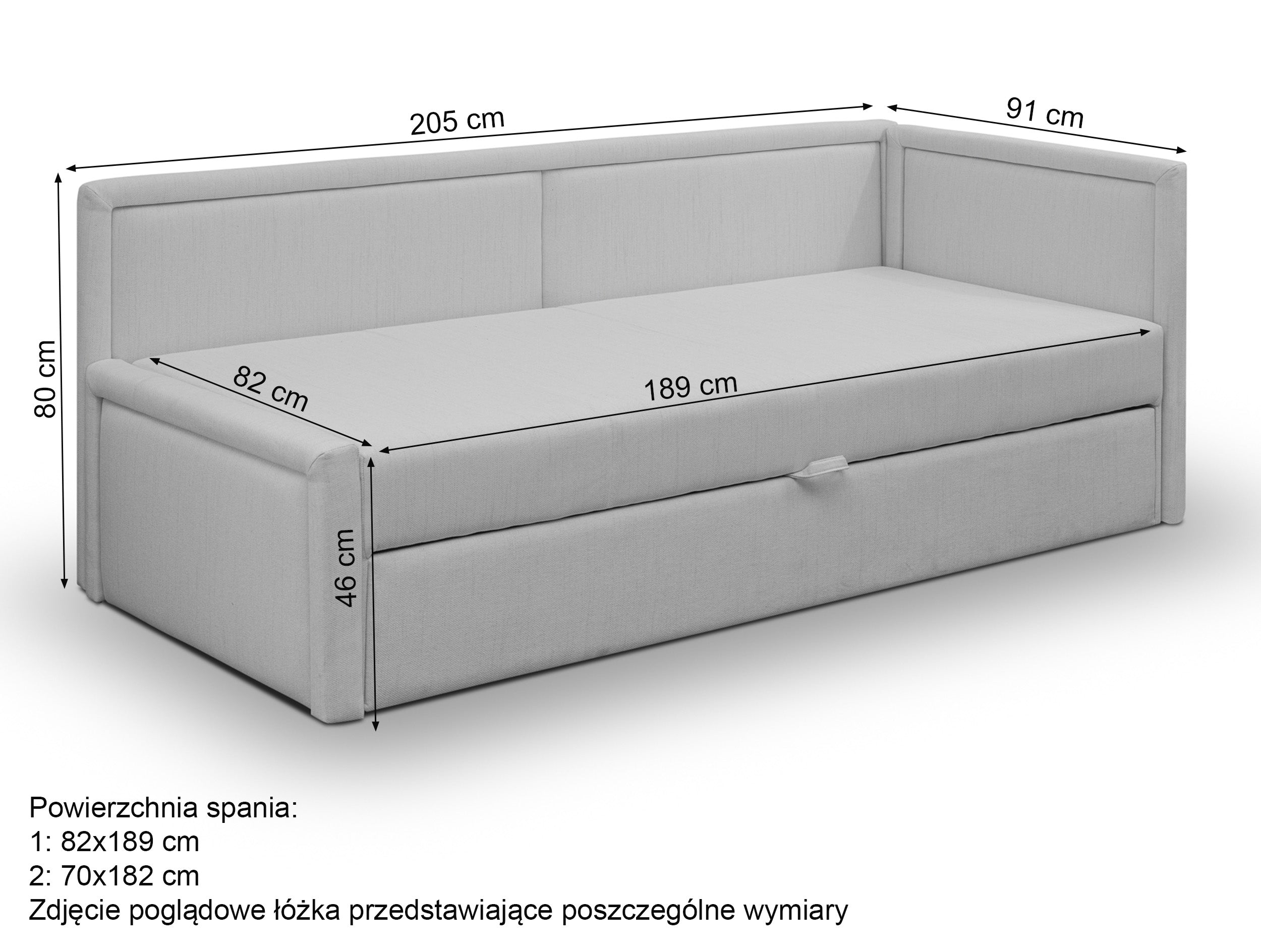 Łóżko wysuwane dwuosobowe Caprili kremowe plecionka uniwersalne