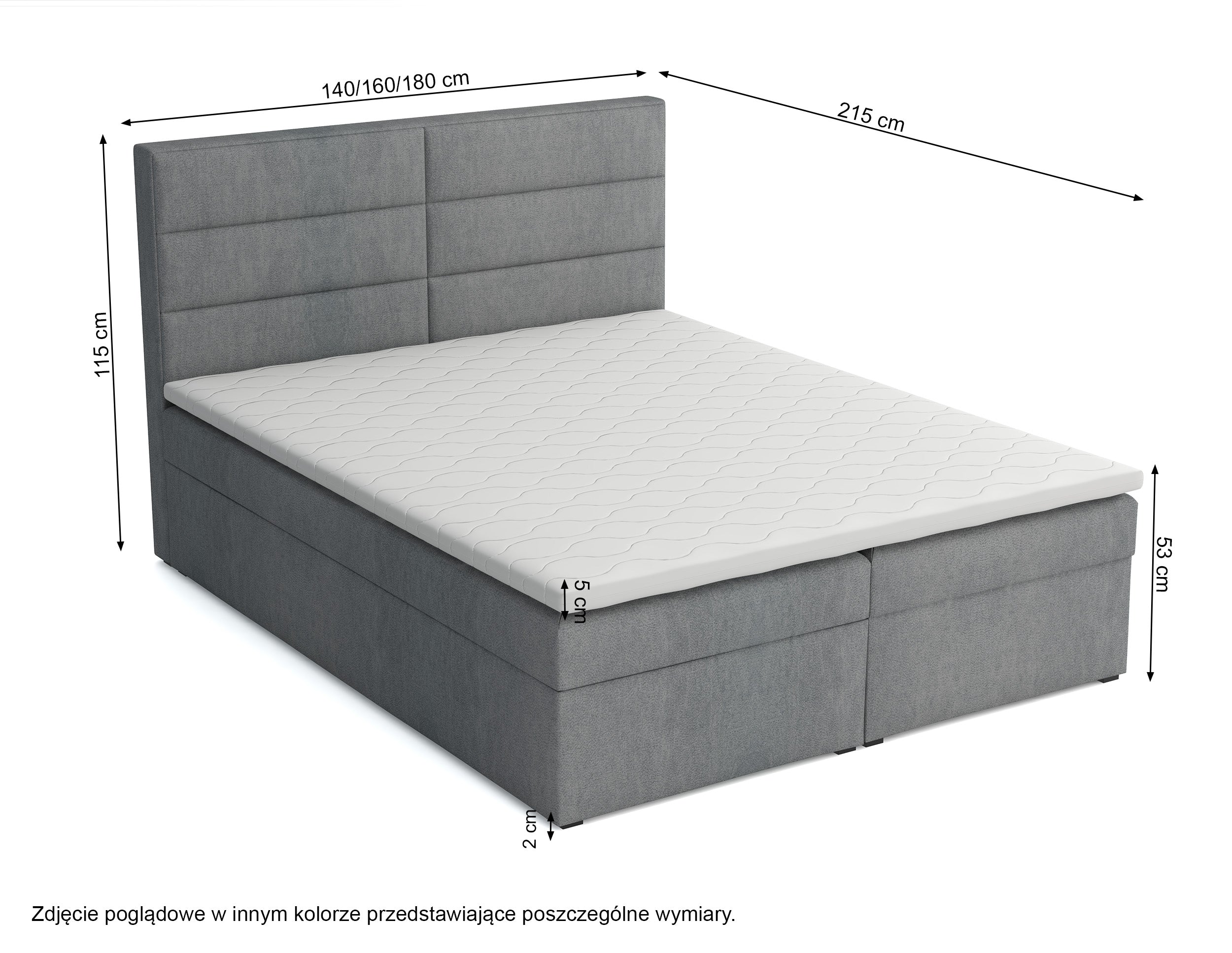 Łóżko kontynentalne 140x200 cm Valdamone z pojemnikami i topperem beżowe welur łatwoczyszczący