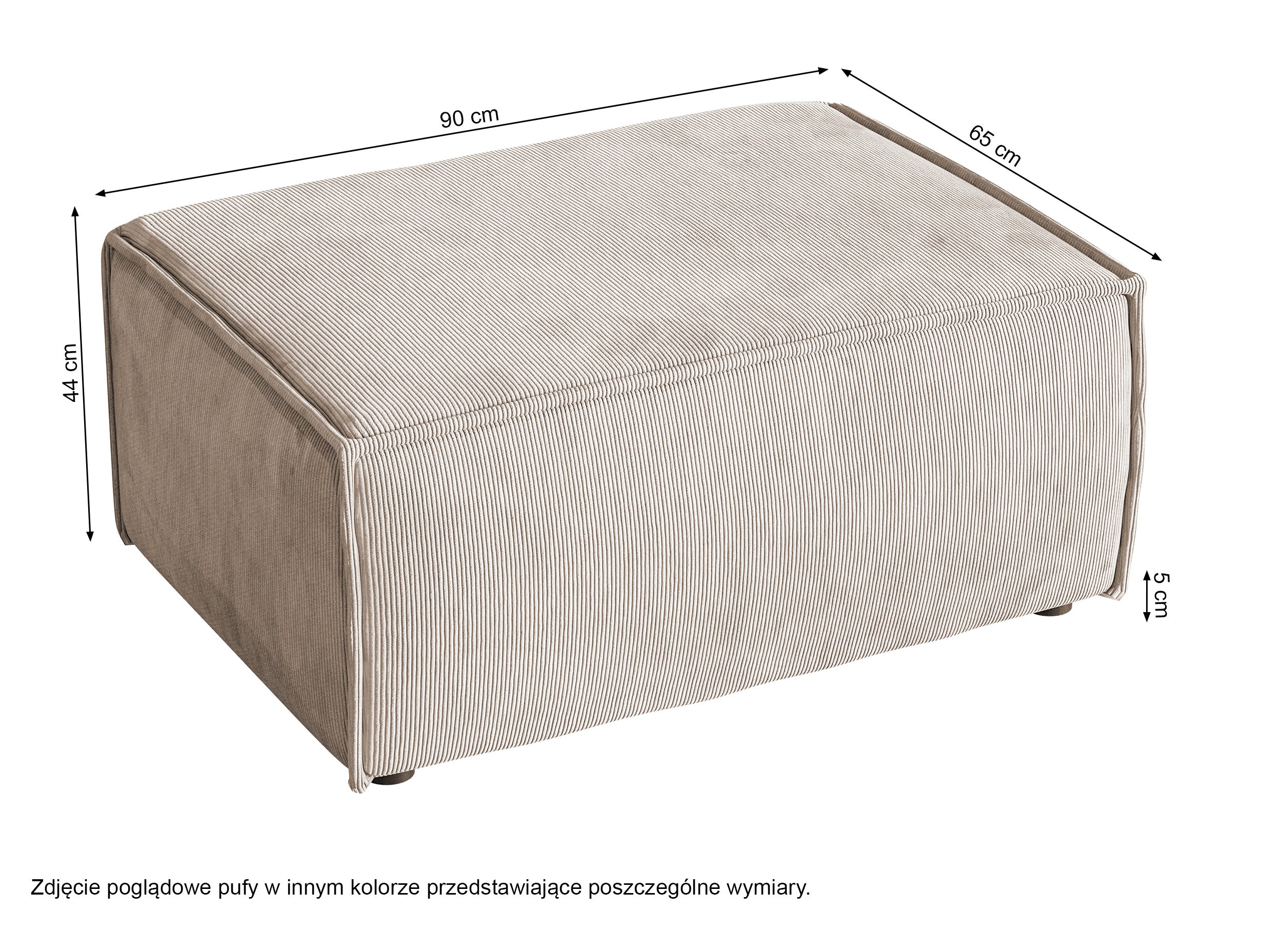 Pufa Copertino 65x90 cm beżowa sztruks