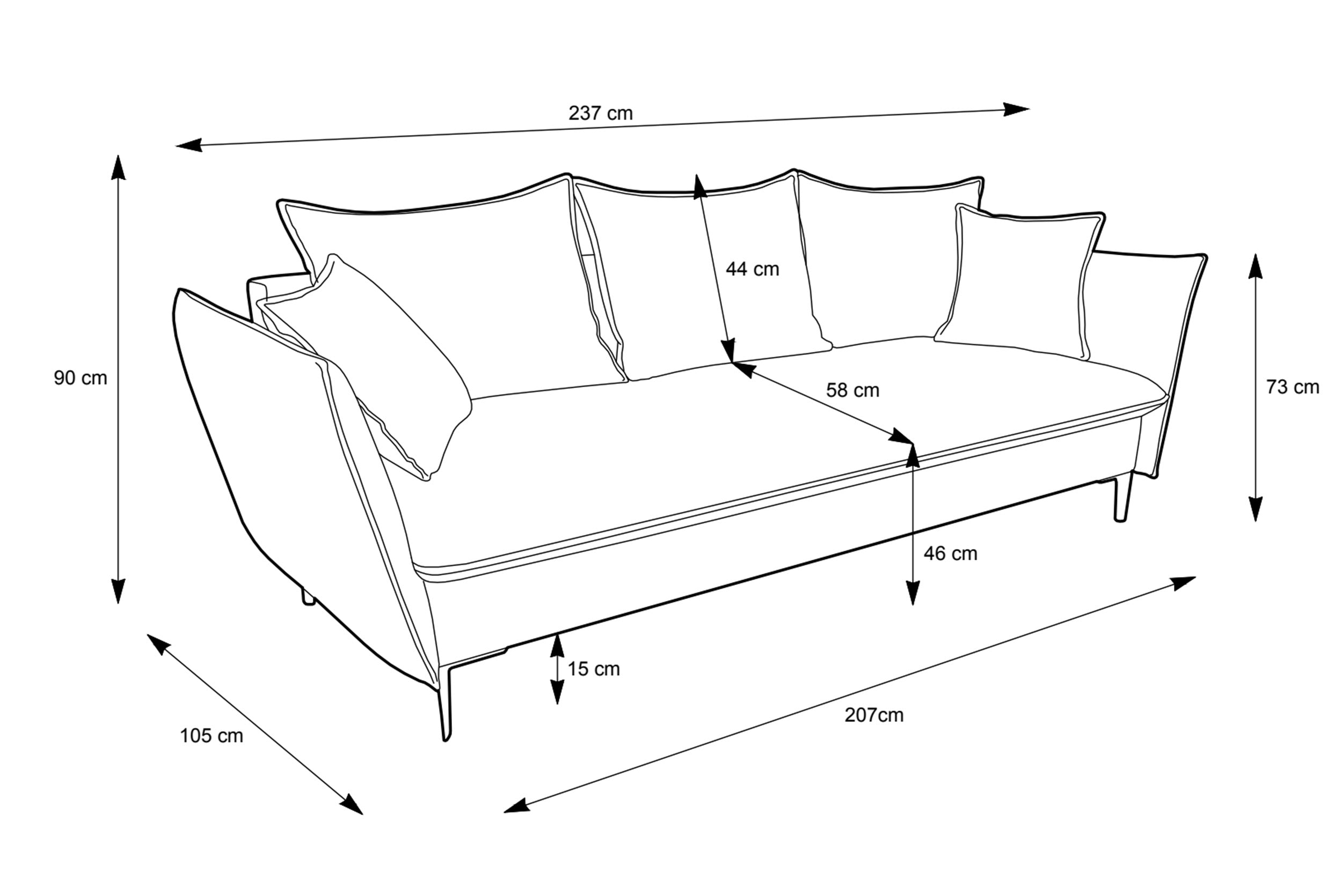 Kanapa rozkładana trzyosobowa Castilio z pojemnikiem jasnobeżowa szenil hydrofobowy
