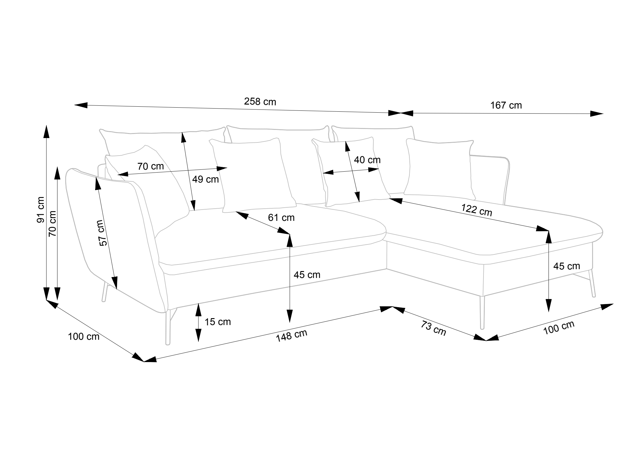 Narożnik z funkcją spania Castilio L-kształtny z pojemnikiem miedziany szenil hydrofobowy lewostronny