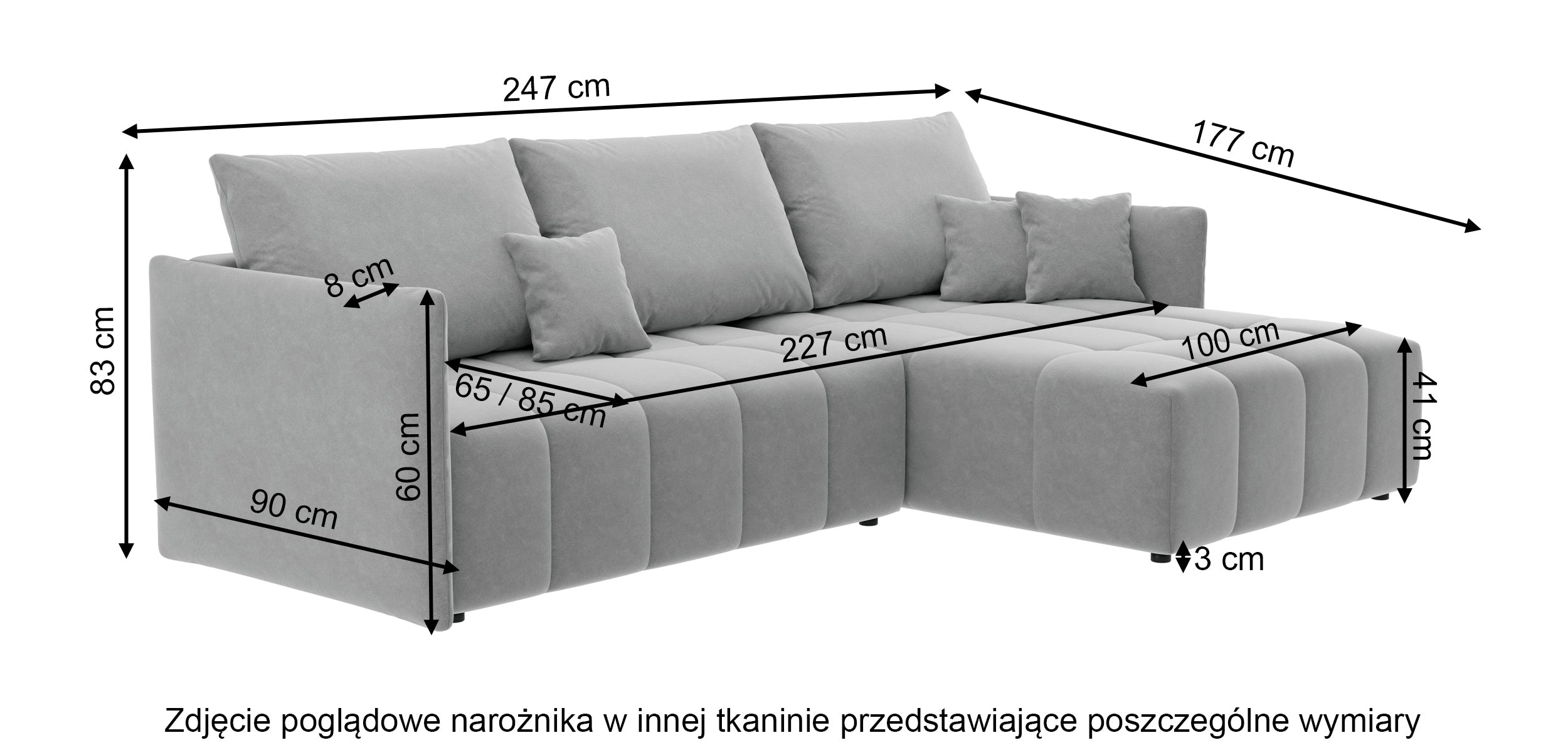 Narożnik z funkcją spania Boquete L-kształtny z pojemnikiem uniwersalny granatowy w tkaninie łatwoczyszczącej