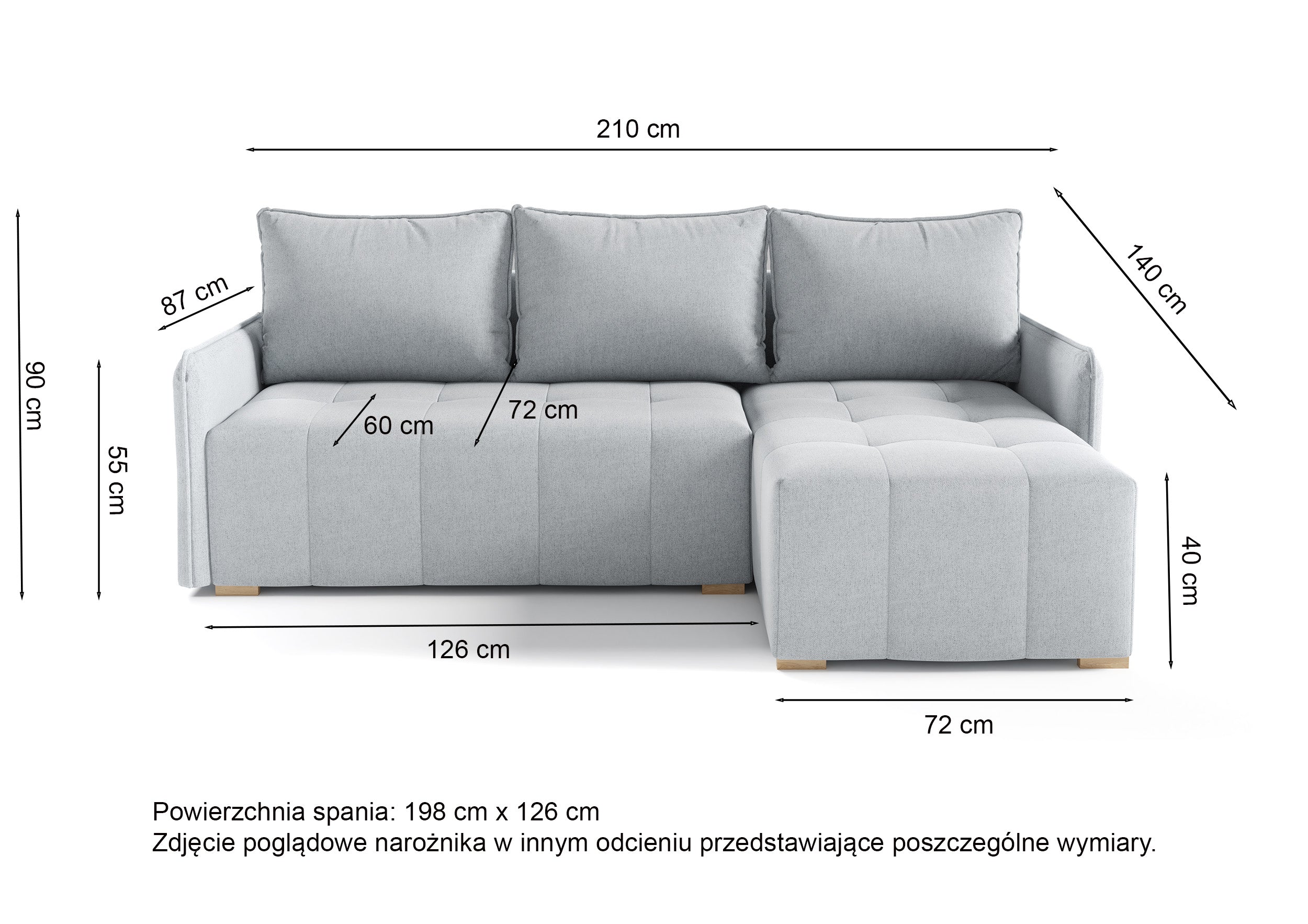 Narożnik z funkcją spania Grenada L-kształtny z pojemnikiem jasnobeżowy plecionka lewostronny