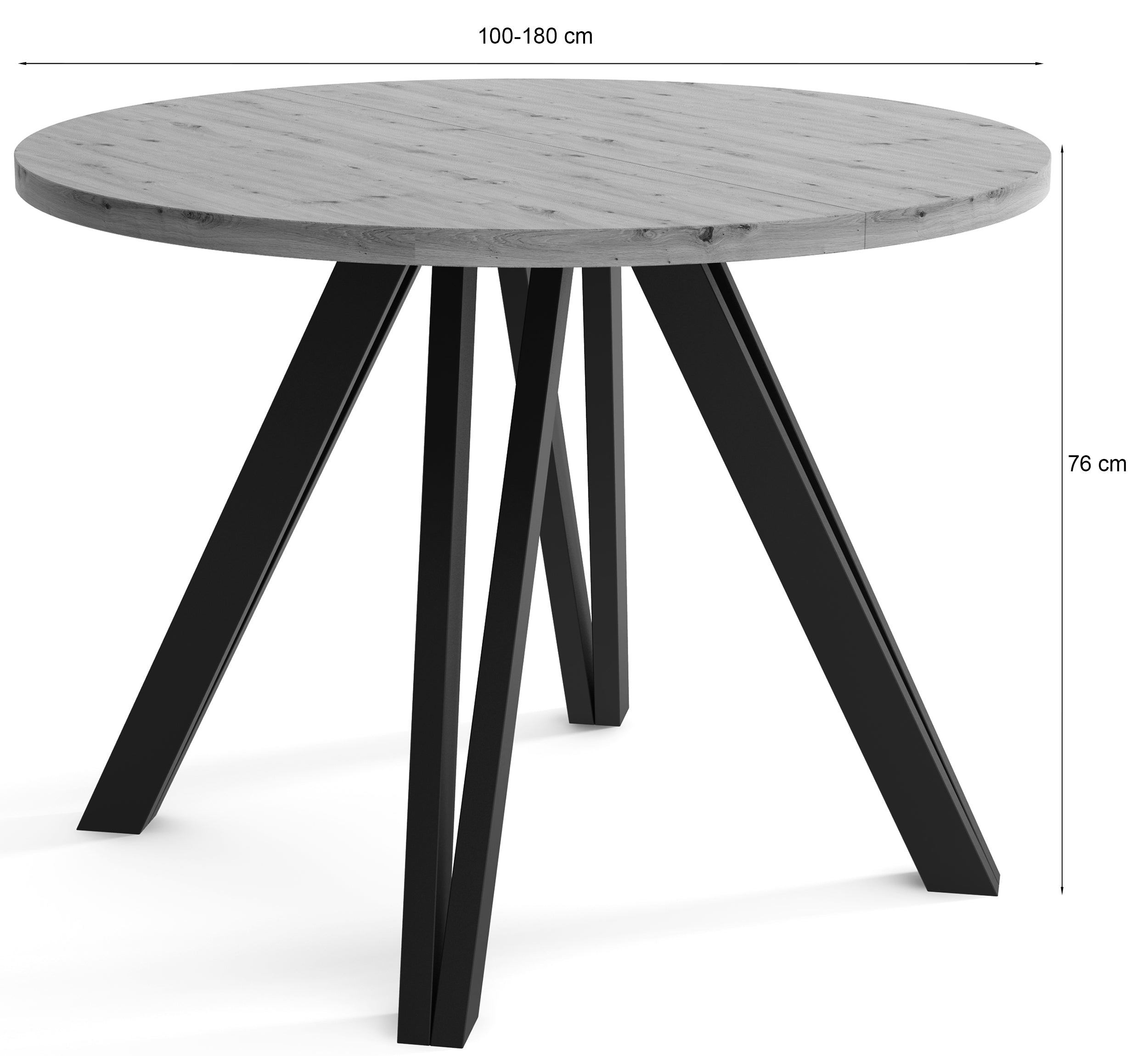 Stół rozkładany do jadalni Nuuvel 100-180x100 cm kaszmir z czarnymi nogami hairpin