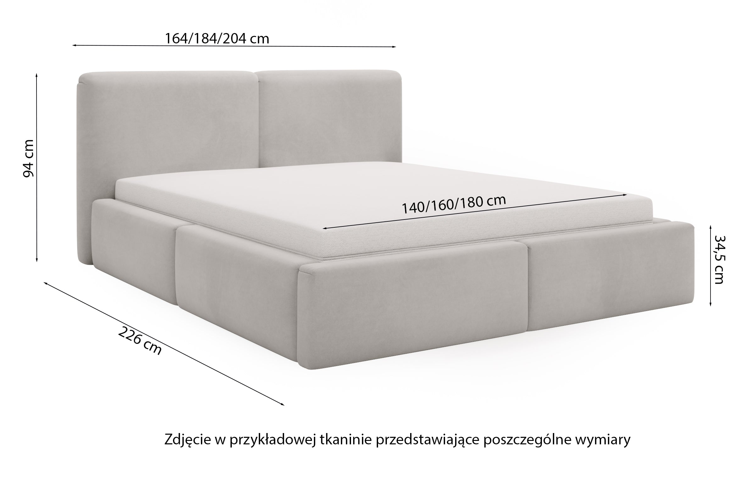Łóżko tapicerowane 140x200 cm Papillo z pojemnikiem stelaż metalowy beżowe welur