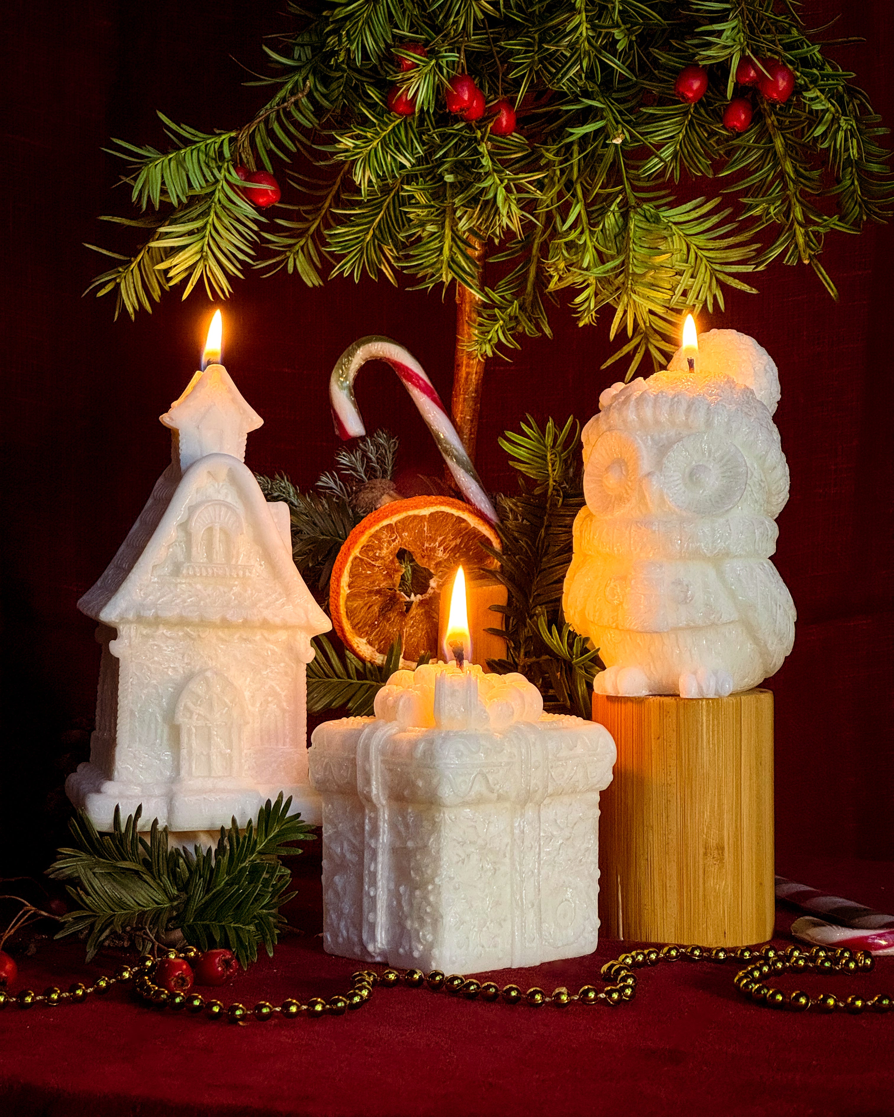 Świeca z wosku palmowego Christmas Prezent 320 g