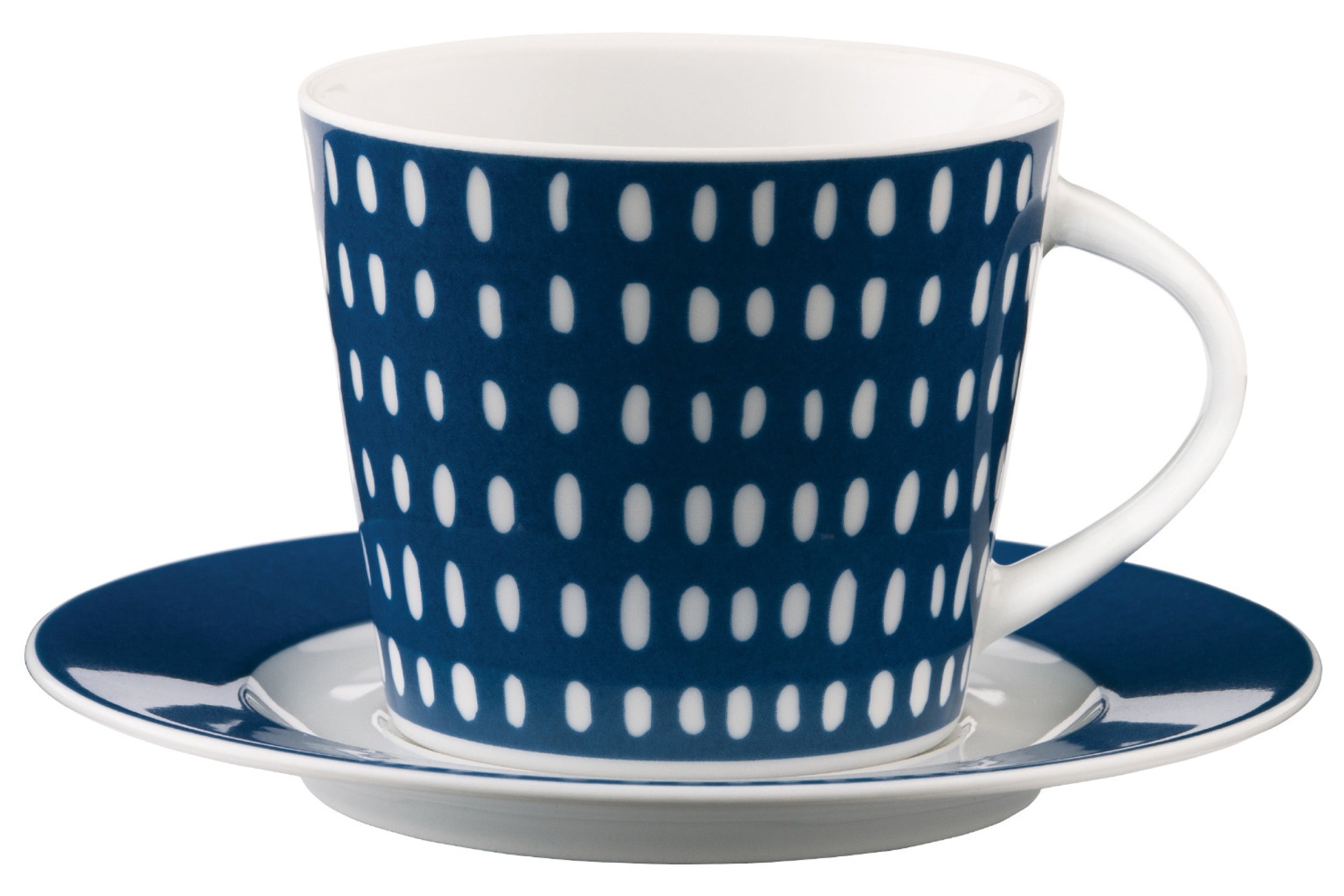 Zestaw filiżanek dla 6 os. porcelanowy Scandy Blue 300 ml biało-niebieskie
