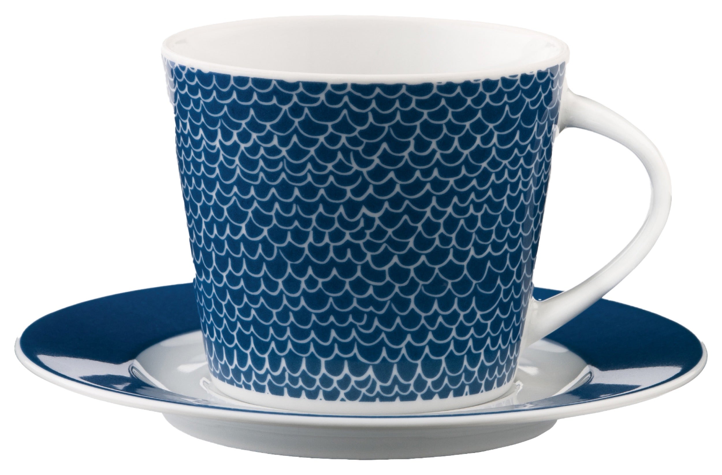 Zestaw filiżanek dla 6 os. porcelanowy Scandy Blue 300 ml biało-niebieskie