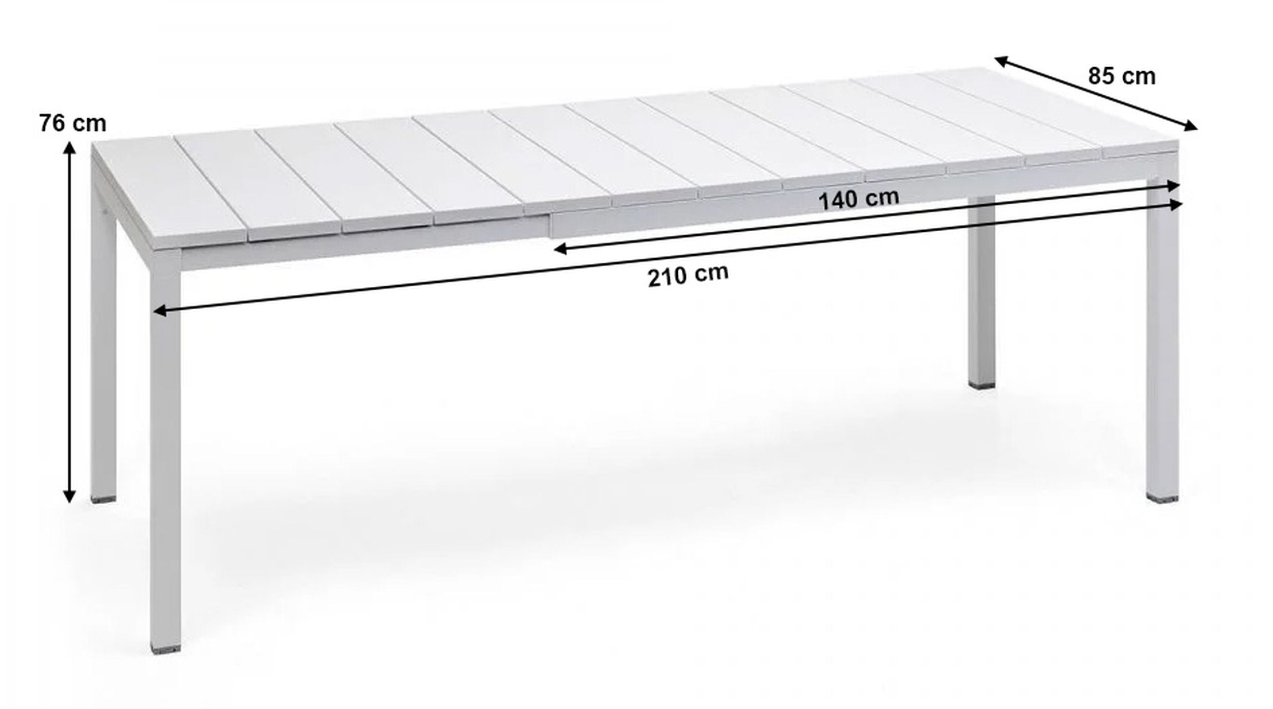 Zestaw ogrodowy rozkładany stół Rio 140-210x85 cm i 6 krzeseł Net Nardi z certyfikowanego tworzywa biały