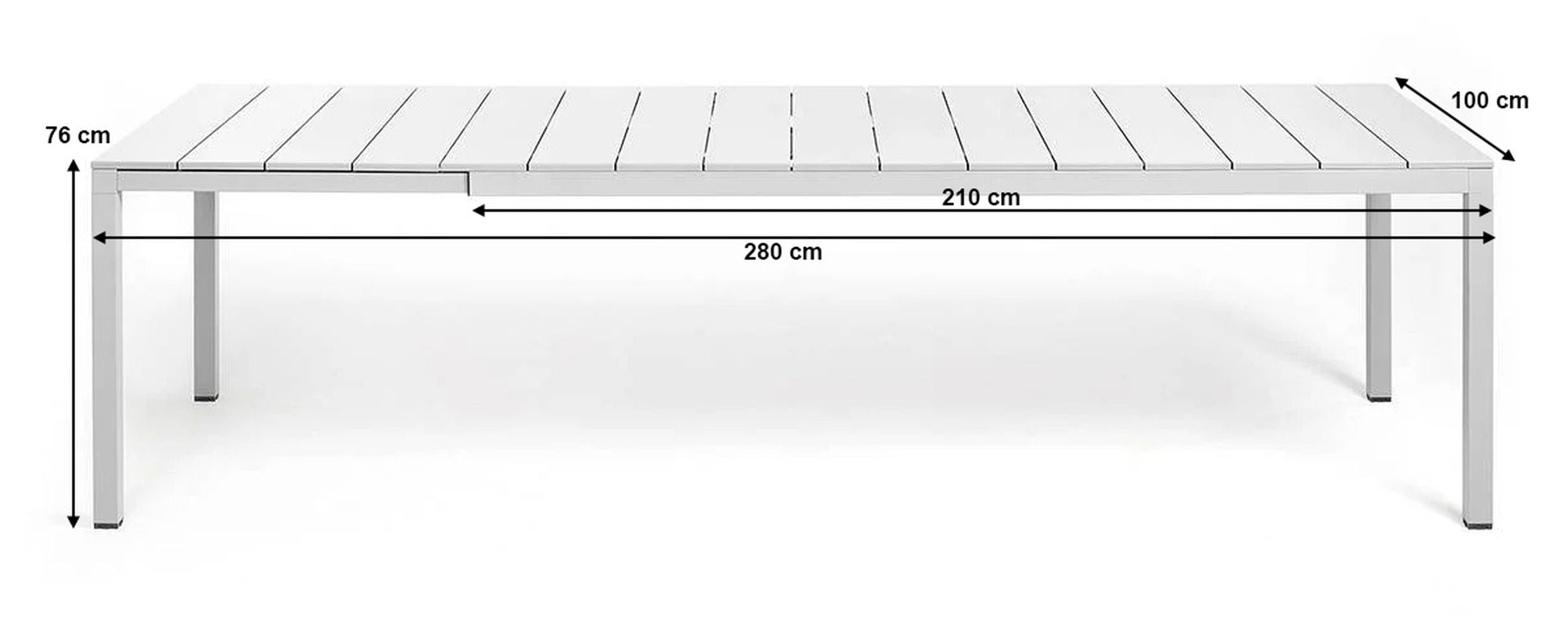 Rozkładany stół ogrodowy Rio Nardi 210-280x100 cm z certyfikowanego tworzywa biały
