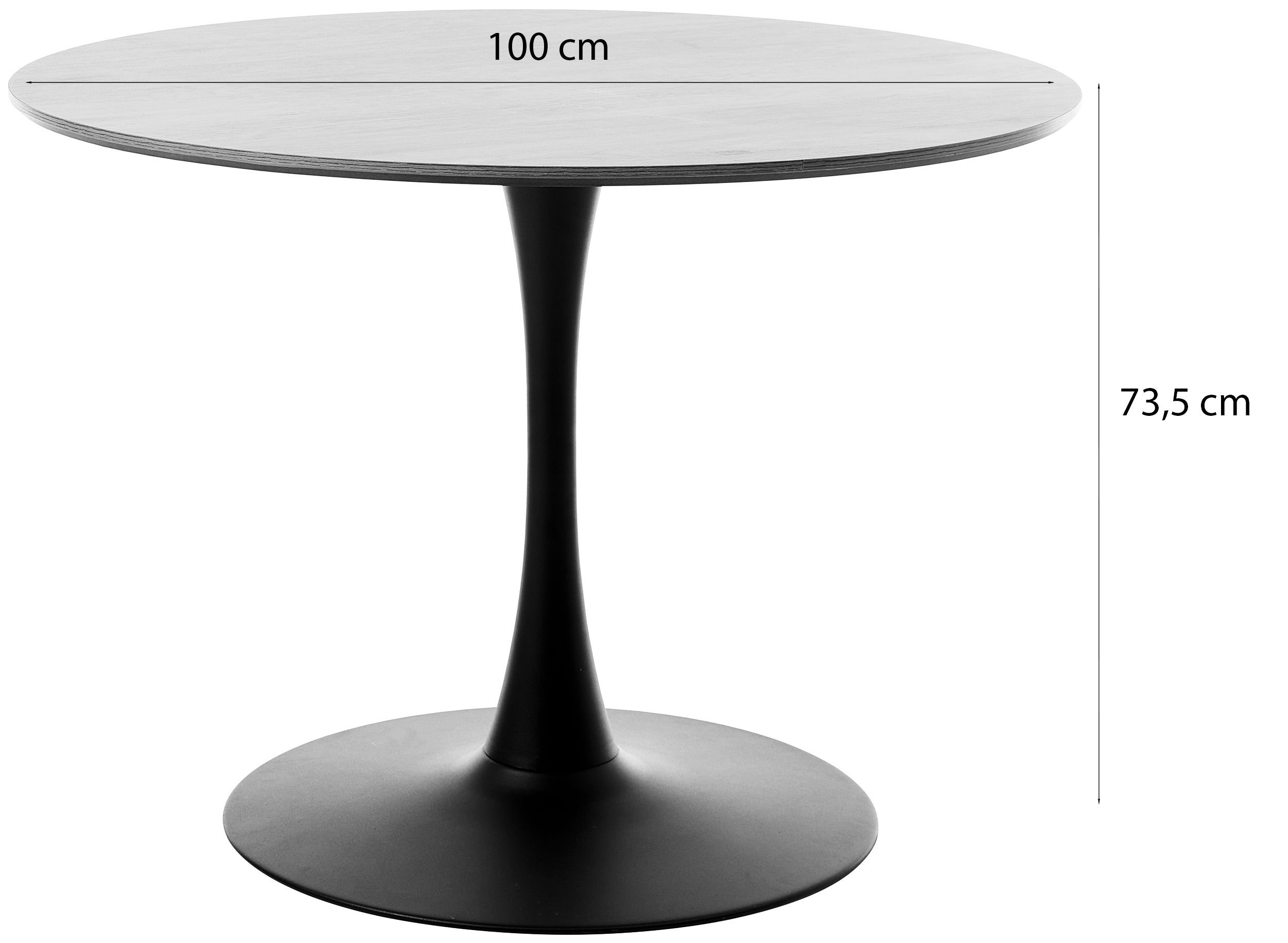 Stół okrągły Obleos 100 cm biały z czarną podstawą