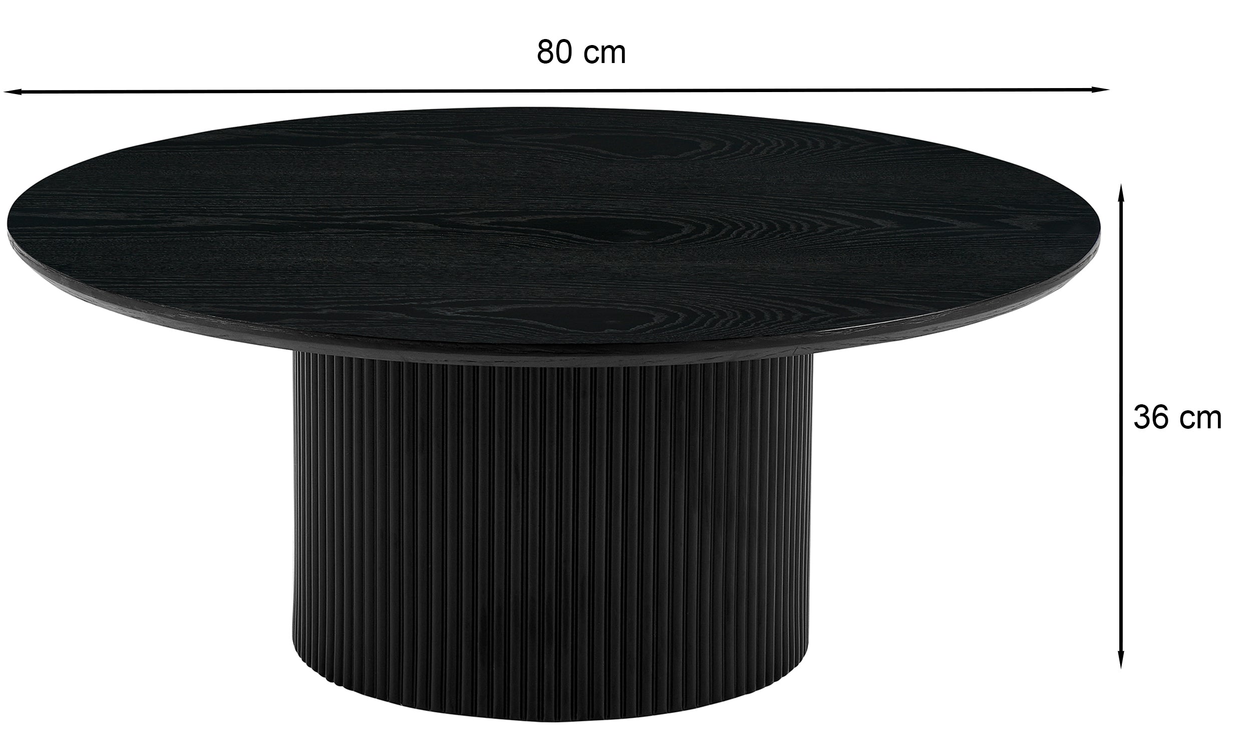 Stolik kawowy Tarnel okrągły średnica 80 cm fornir czarny jesion