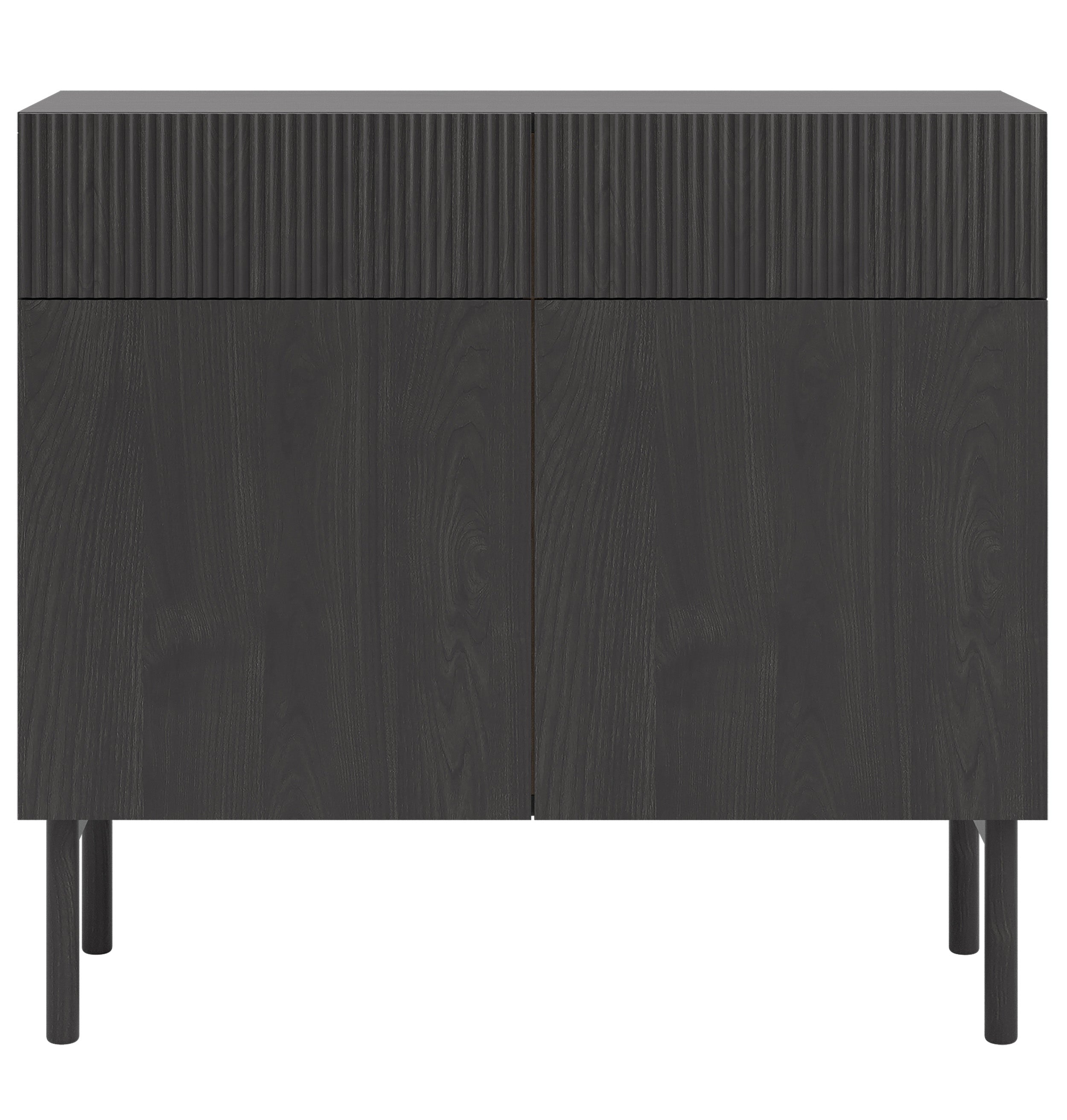 Komoda dwudrzwiowa Nolie z dwoma szufladami 100 cm Jesion Portland Czarny