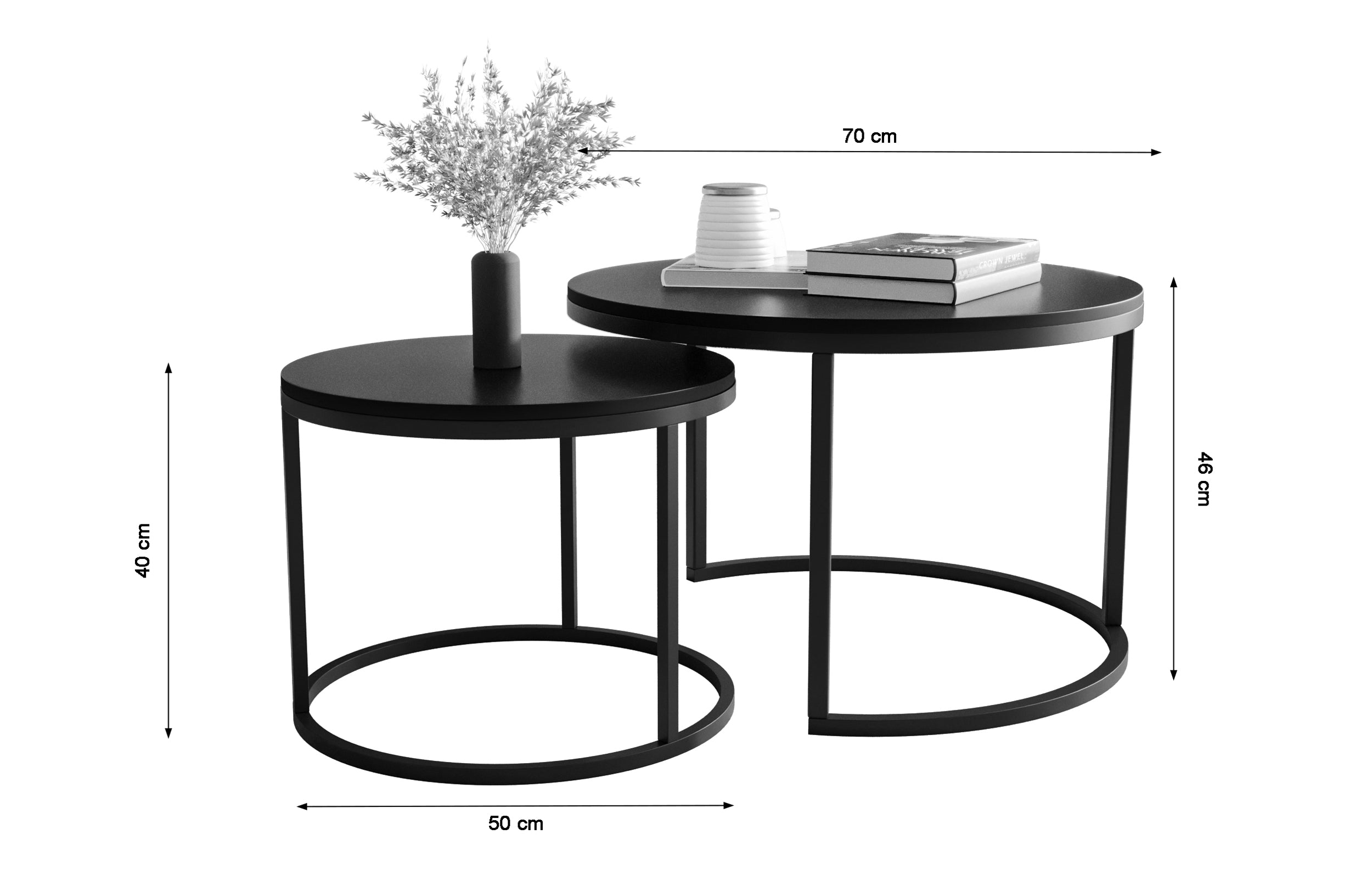 Zestaw dwóch stolików kawowych Sabello okrągłe 70 i 50 cm Kaszmir