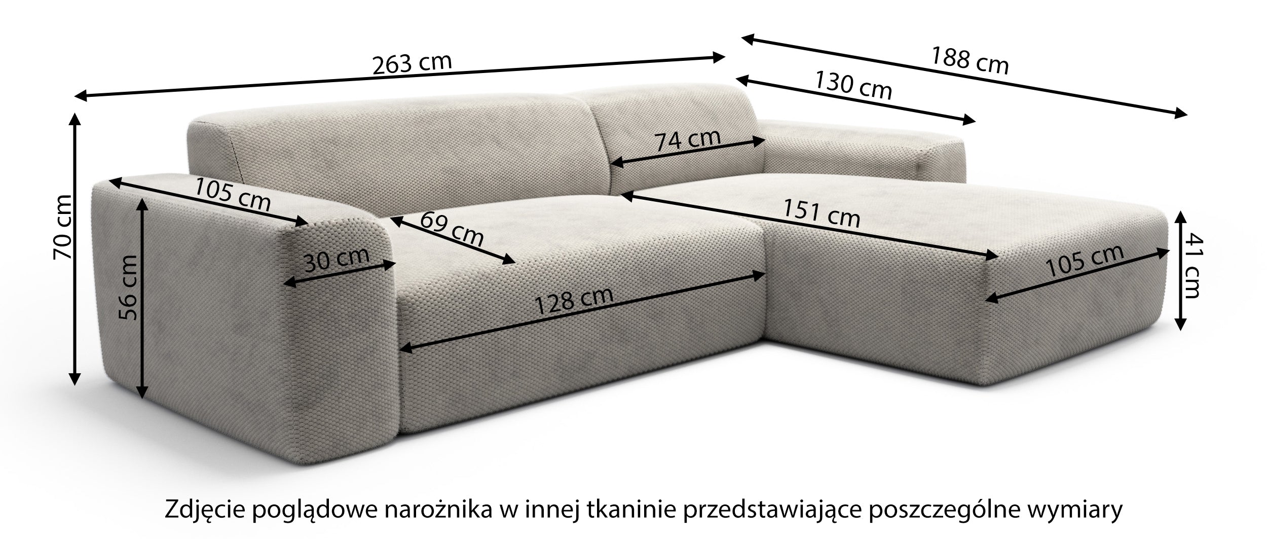 Narożnik z funkcją spania Terrafino L-kształtny beżowy w tkaninie hydrofobowej prawostronny
