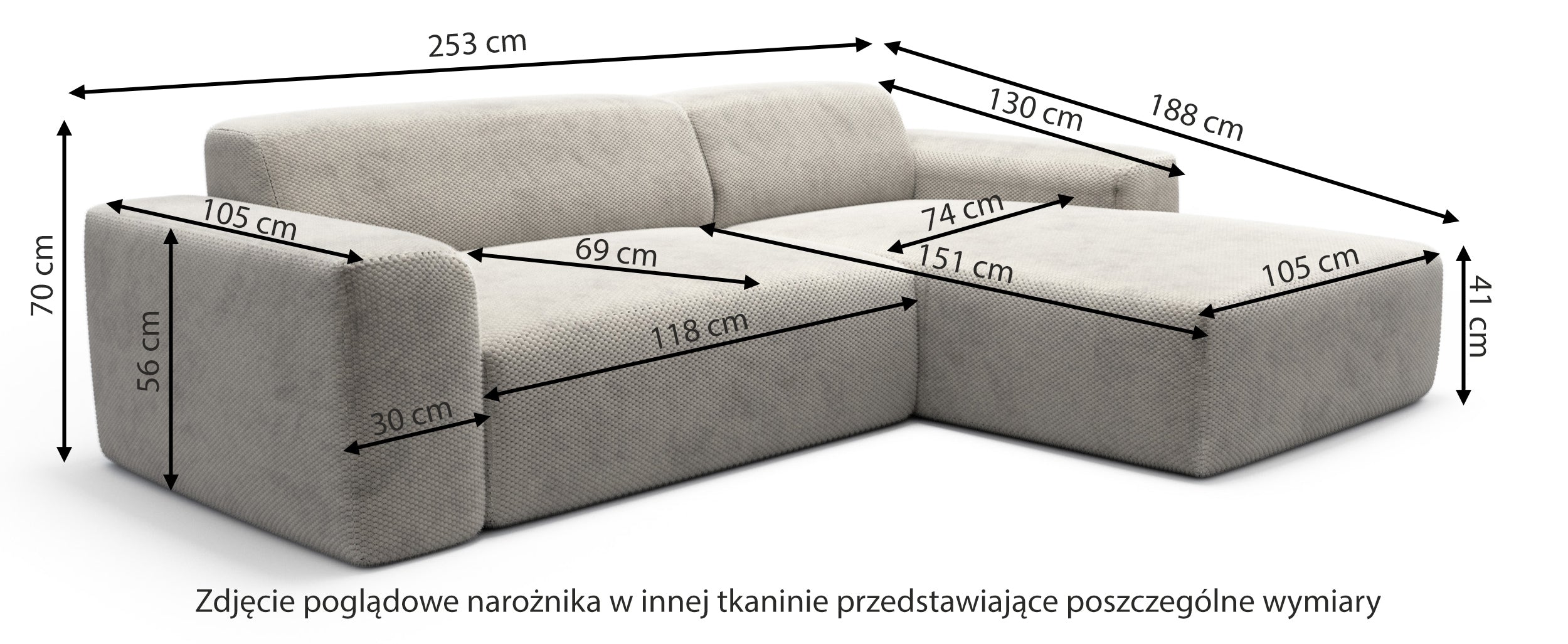 Narożnik modułowy Terrafino L-kształtny beżowy w tkaninie hydrofobowej lewostronny