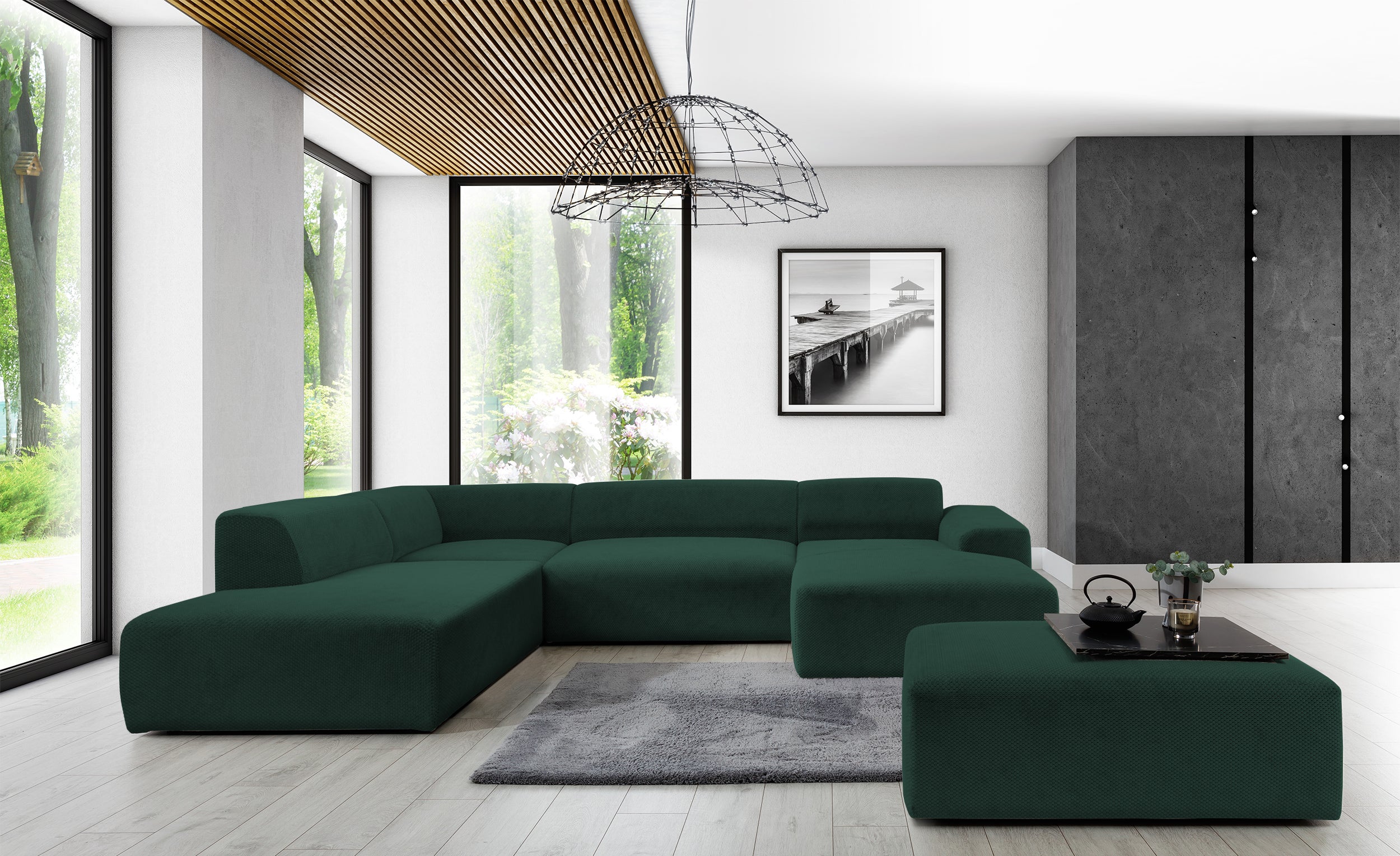 Pufa Terrafino 120x80 cm zielona w tkaninie hydrofobowej