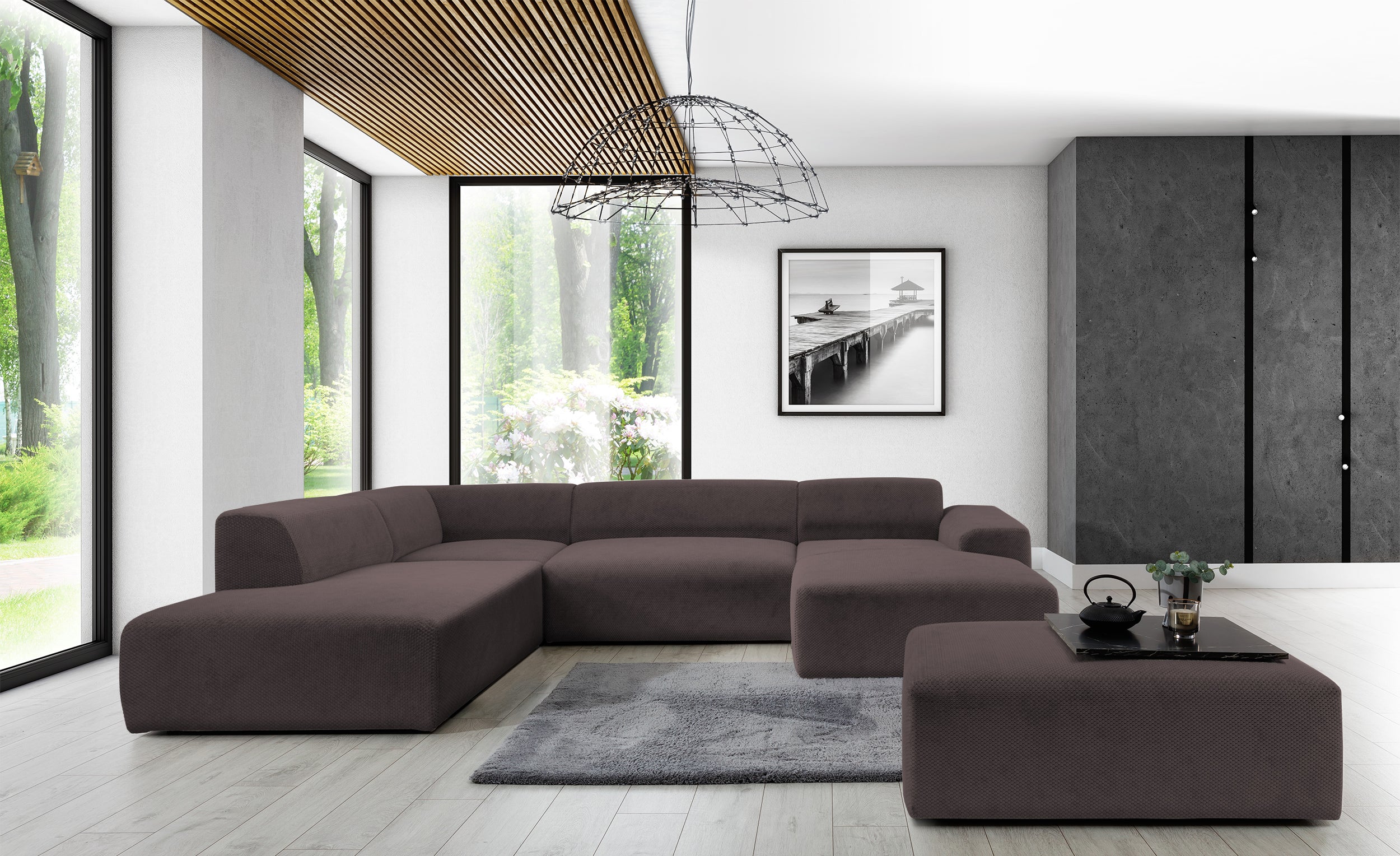 Pufa Terrafino 120x80 cm brązowa w tkaninie hydrofobowej