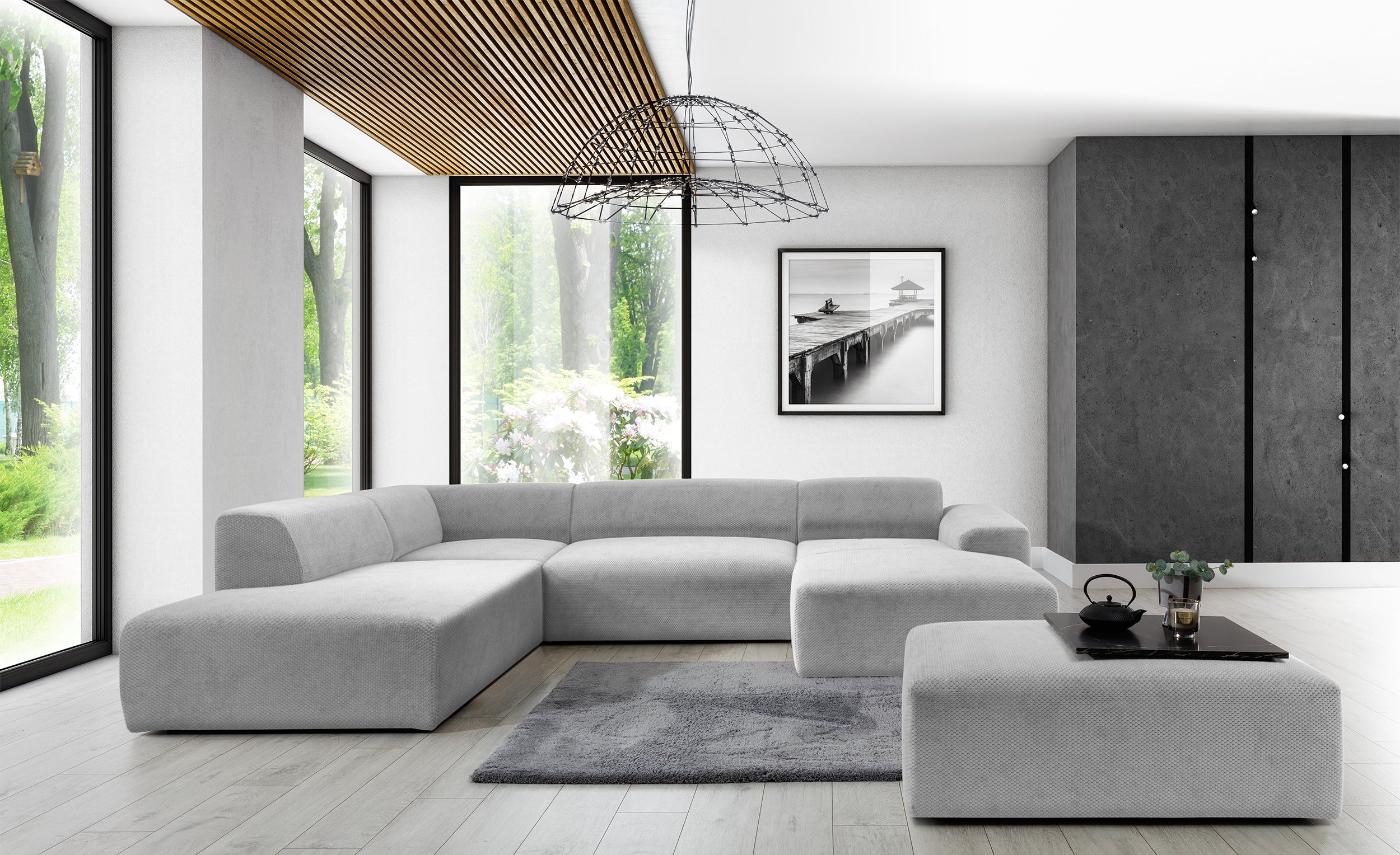 Pufa Terrafino 120x80 cm szara w tkaninie hydrofobowej