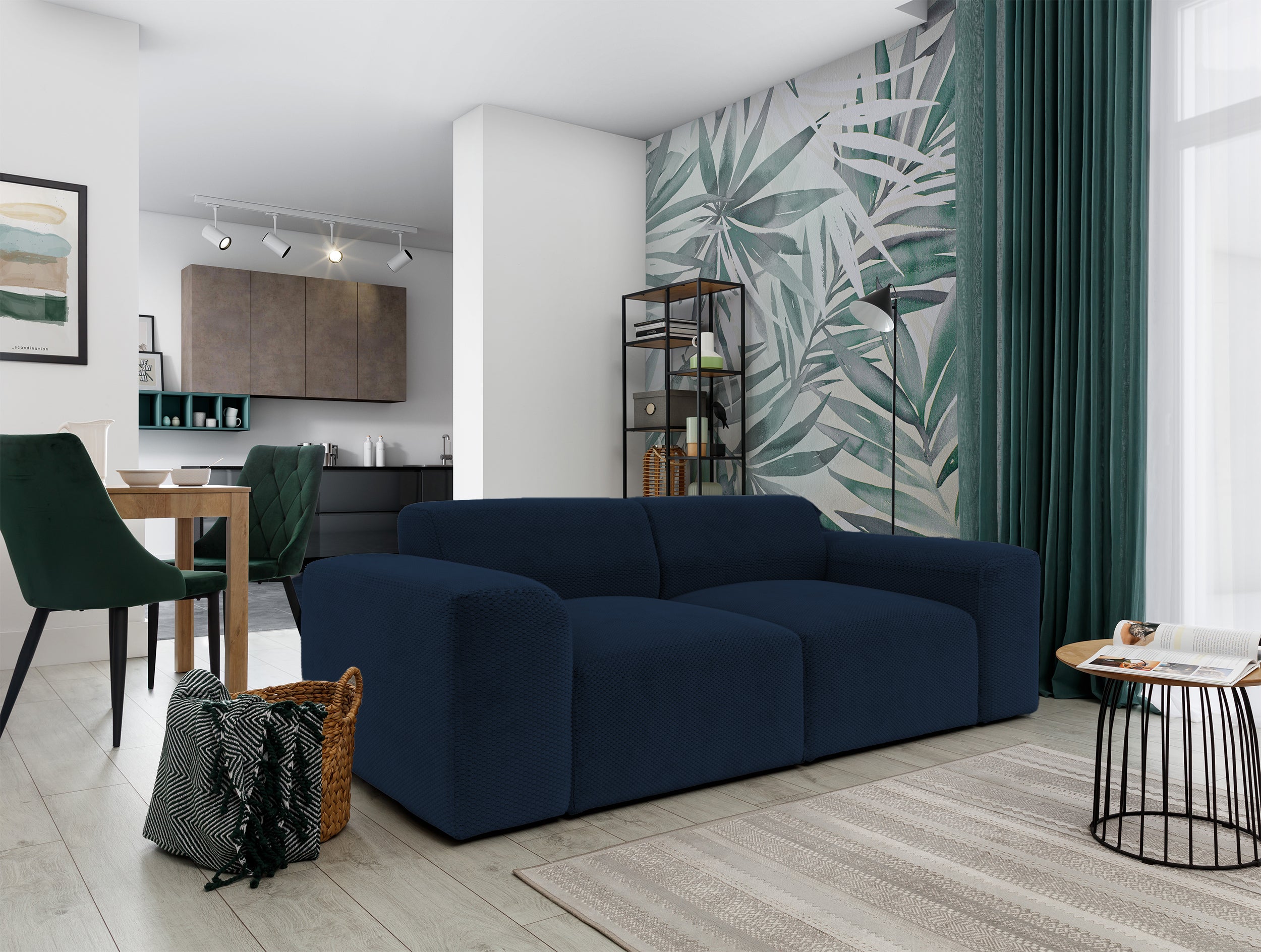 Sofa dwuosobowa Terrafino granatowa w tkaninie hydrofobowej