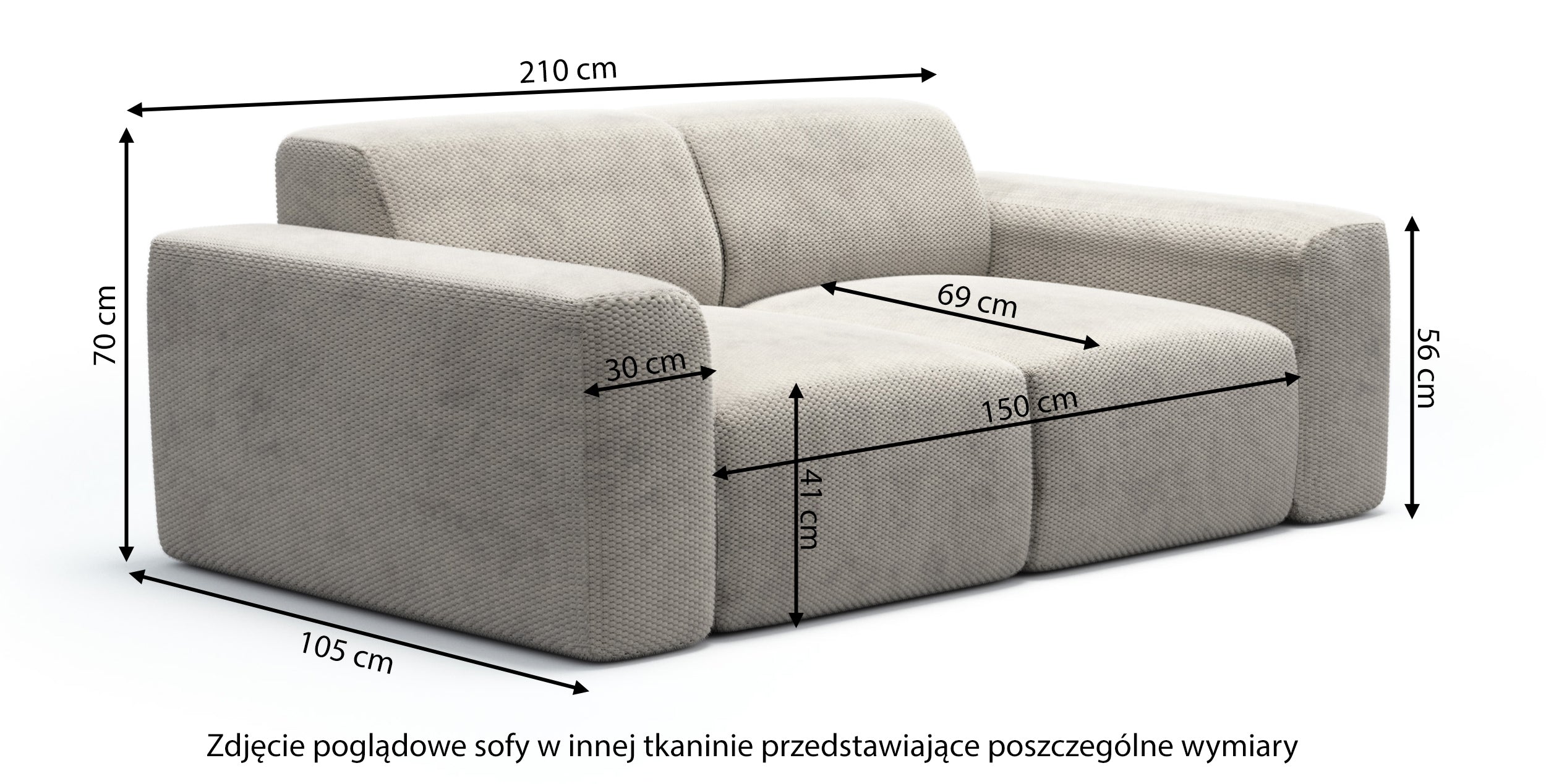 Sofa dwuosobowa Terrafino szara w tkaninie hydrofobowej