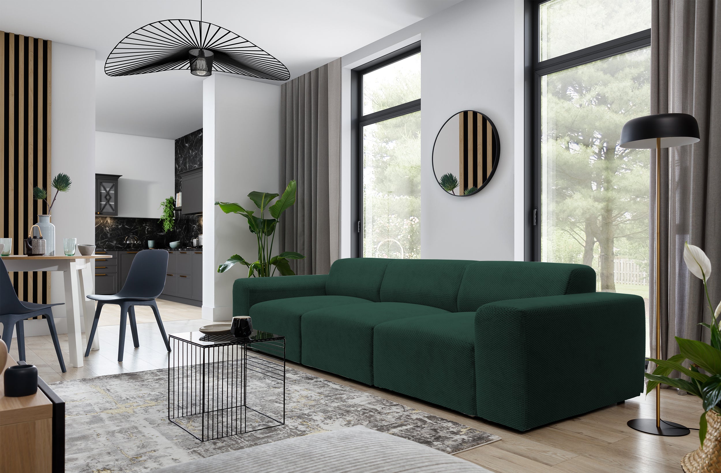 Sofa trzyosobowa Terrafino zielona w tkaninie hydrofobowej