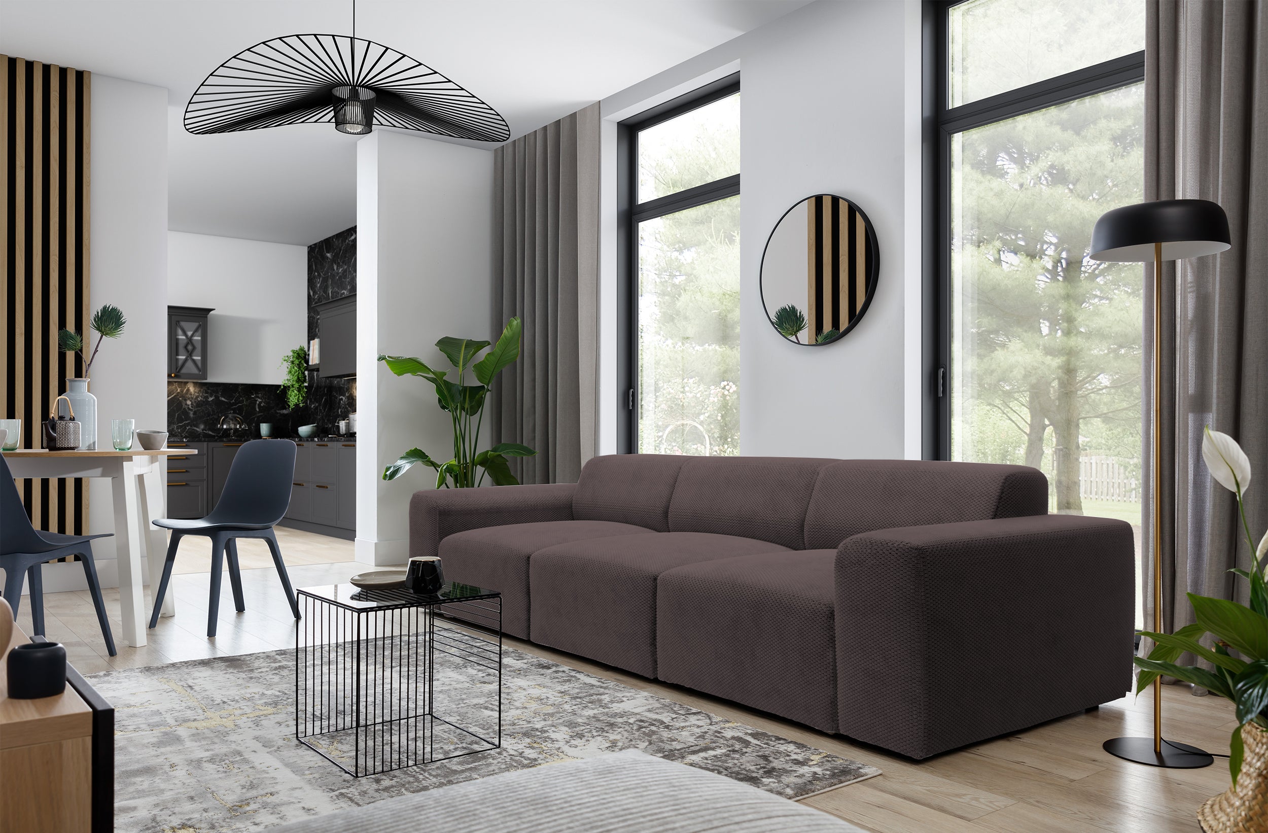 Sofa trzyosobowa Terrafino brązowa w tkaninie hydrofobowej