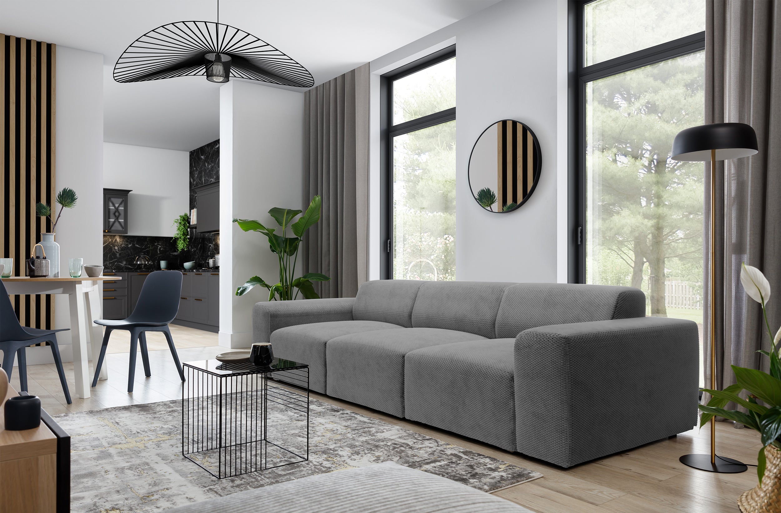 Sofa trzyosobowa Terrafino ciemnoszara w tkaninie hydrofobowej