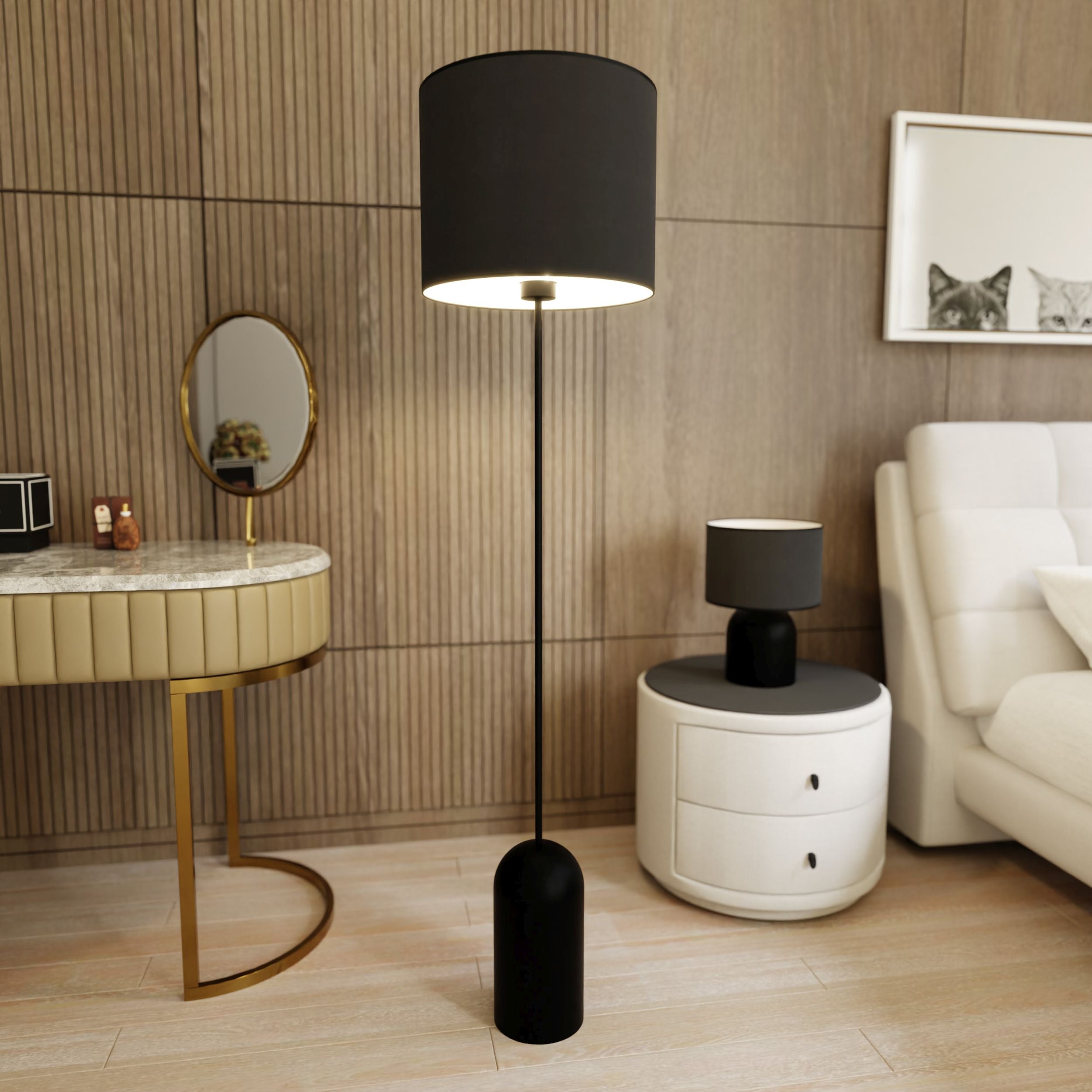 Lampa podłogowa Zingic 144 cm biało-czarna