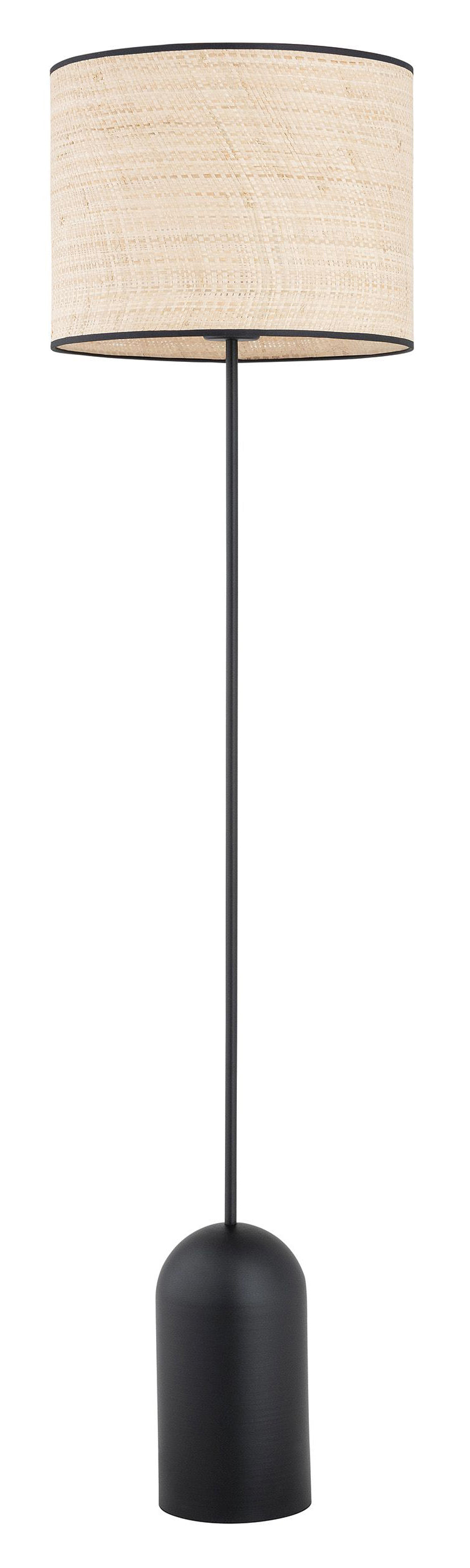 Lampa podłogowa Zingic 144 cm czarna z rattanowym abażurem
