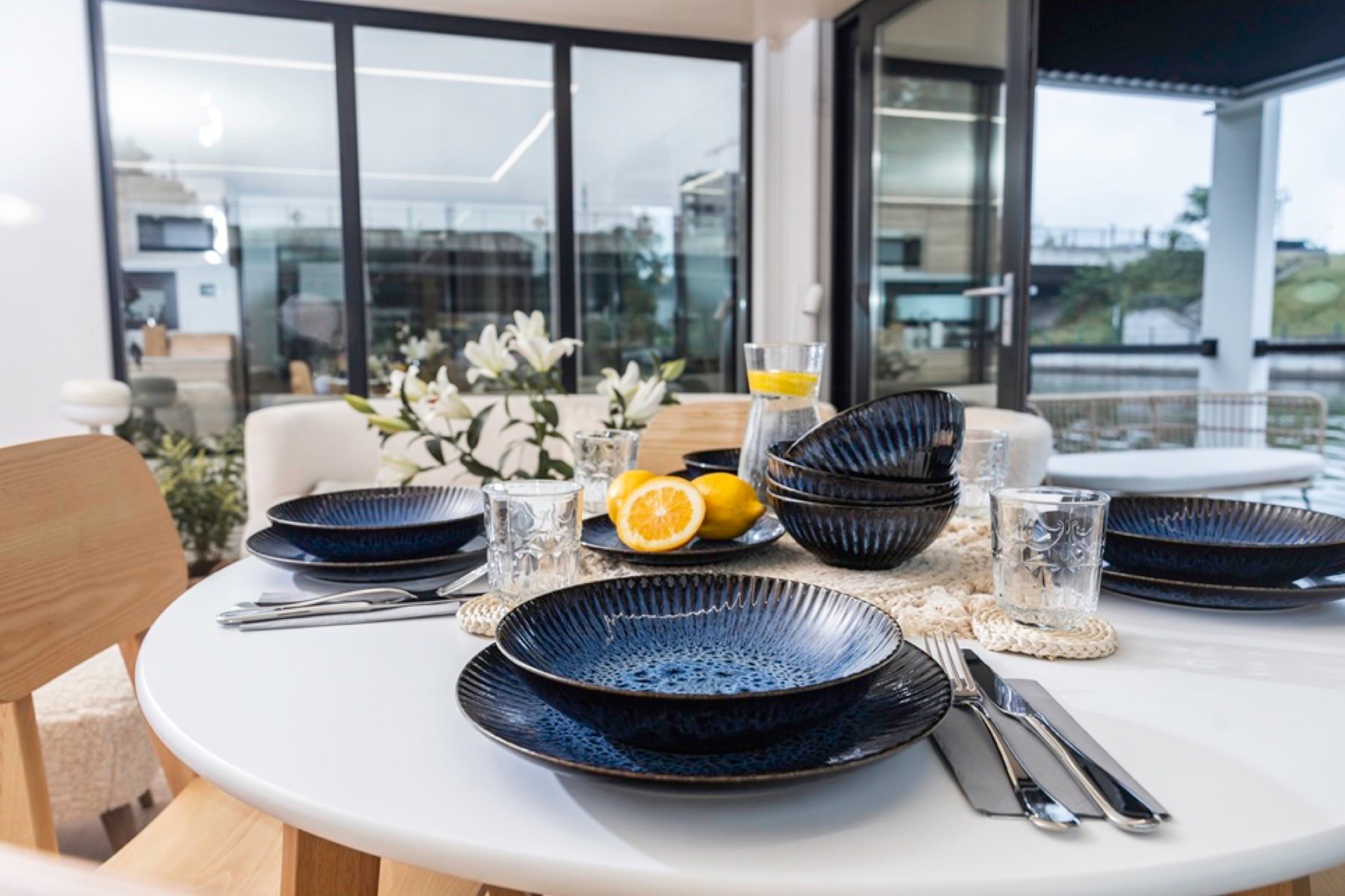 Zestaw talerzy dla 4 os. Cosmos ceramiczny niebieski