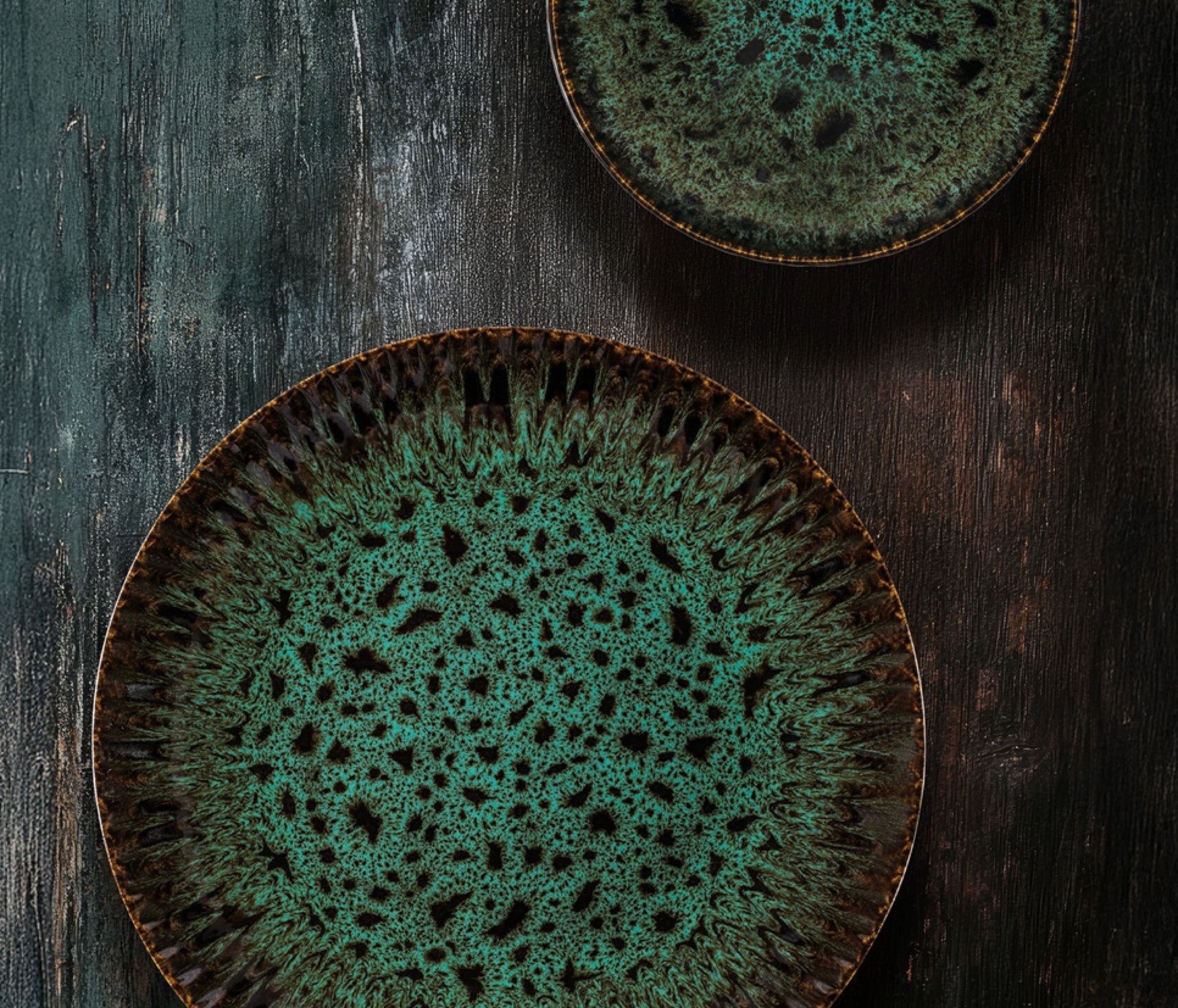Zestaw talerzy dla 4 os. Jade ceramiczny ciemnozielony