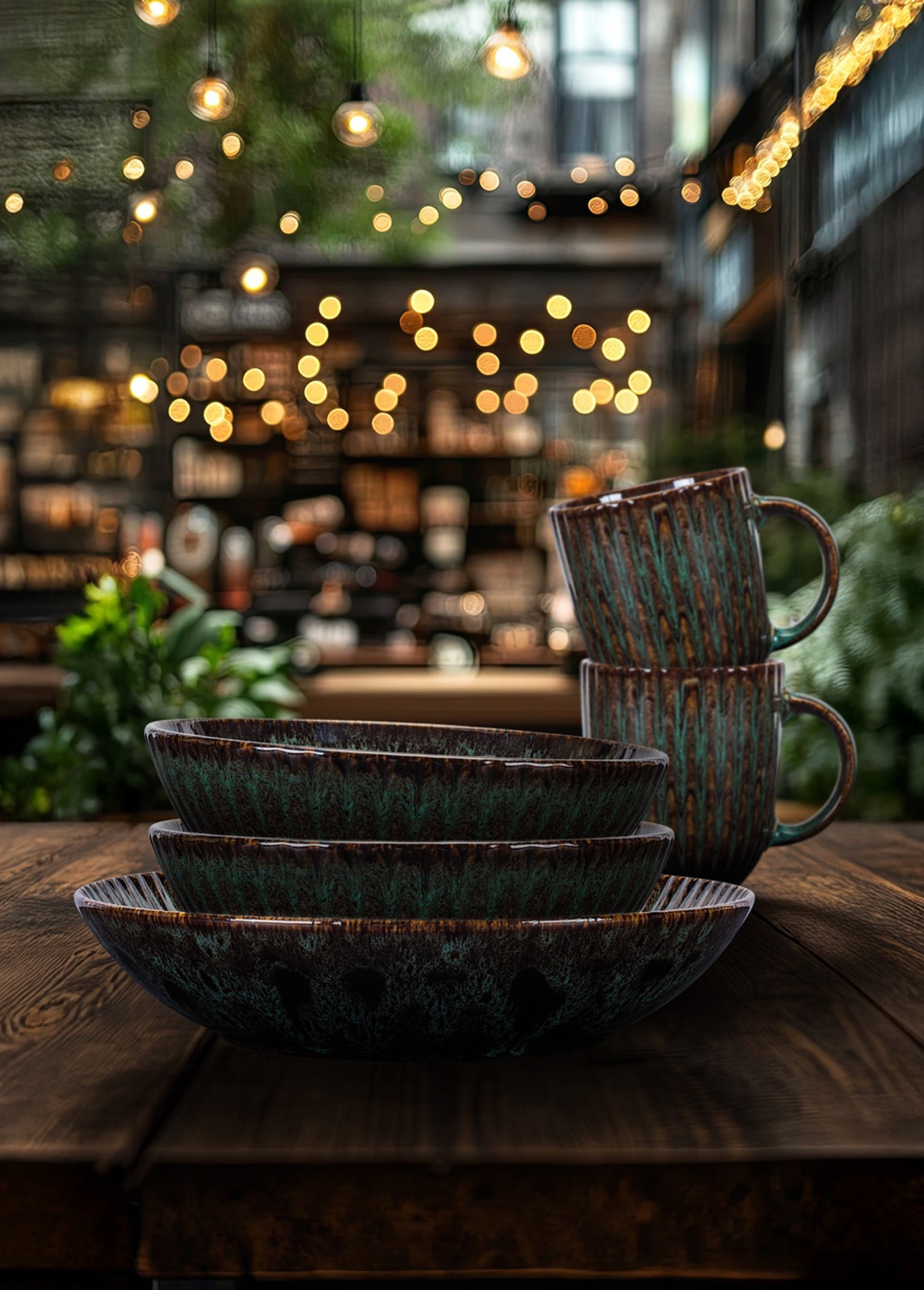 Miska salaterka Jade 17 cm ceramiczna ciemnozielona
