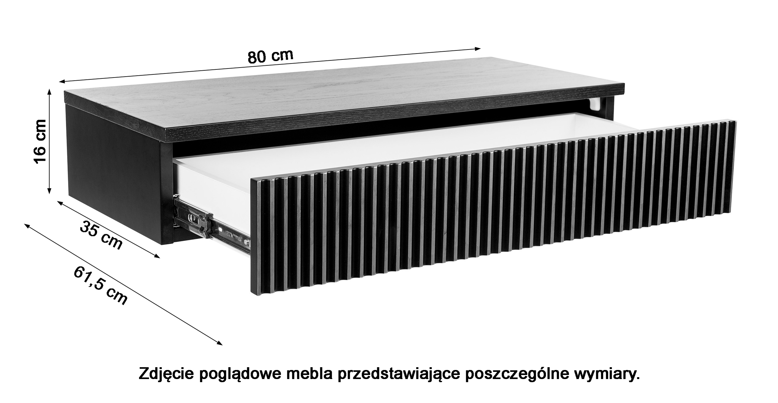Toaletka Lonidos 80x35 cm wisząca biała z dębowym blatem lamele
