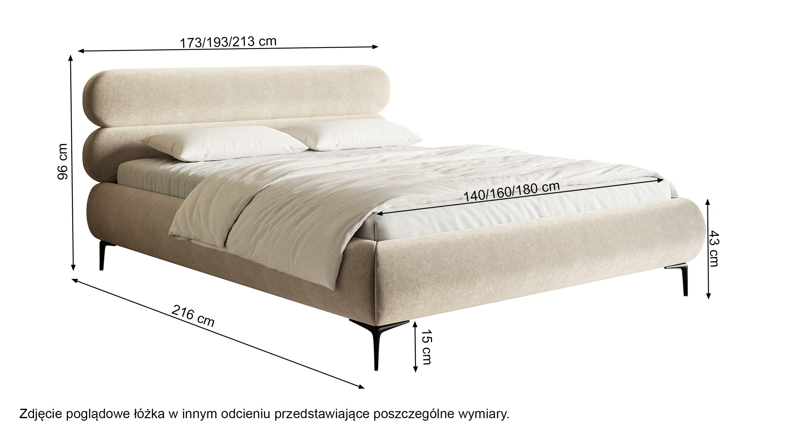 Łóżko tapicerowane 180x200 cm Roule z pojemnikiem stelaż metalowy miedziane welur hydrofobowy nóżki złote