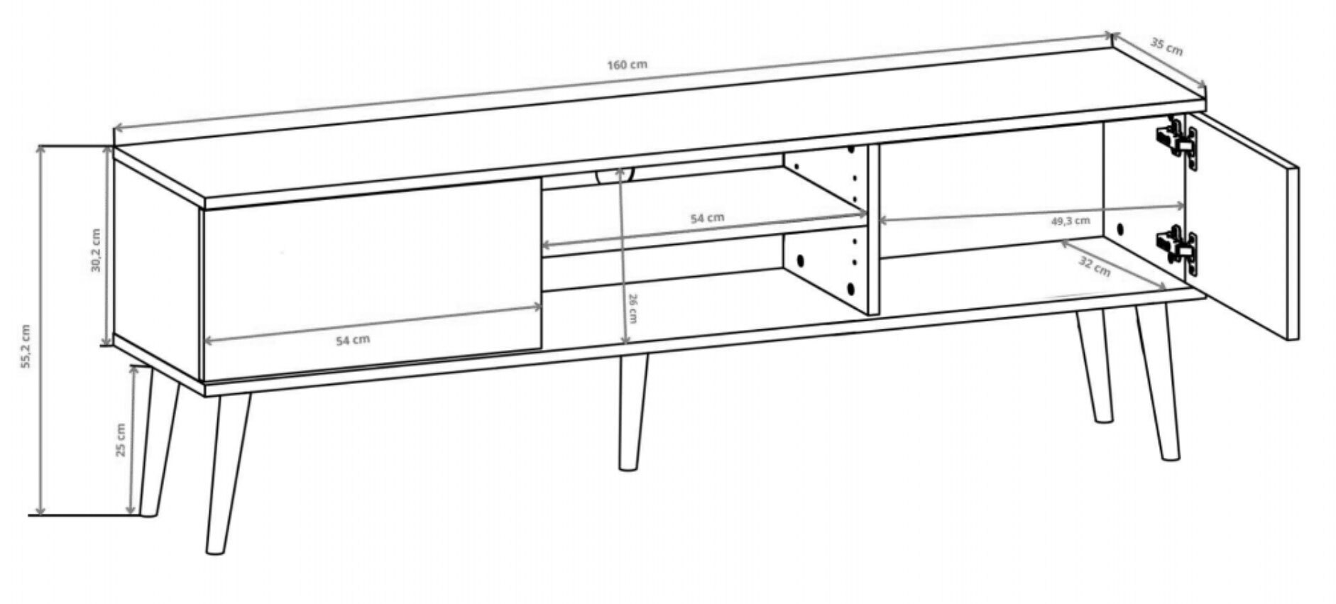 Szafka RTV Damally 160 cm czarna