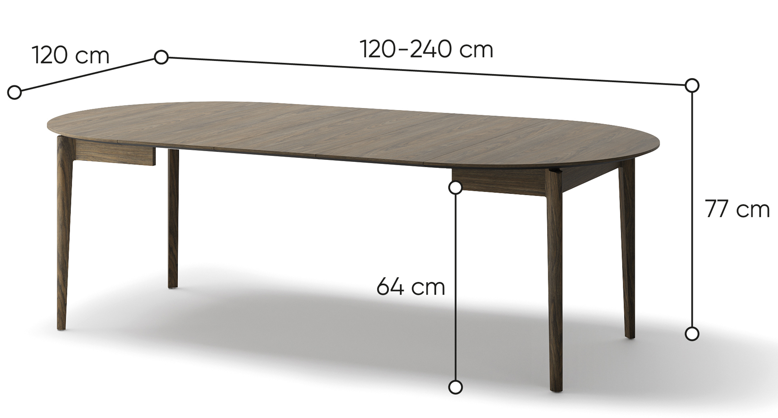 Stół rozkładany Plot 120-240x120 cm dąb ciemny