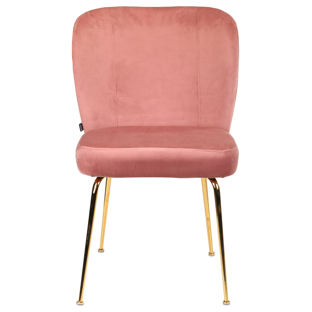 Zestaw dwóch krzeseł tapicerowanych Alruba różowe na złotych nogach