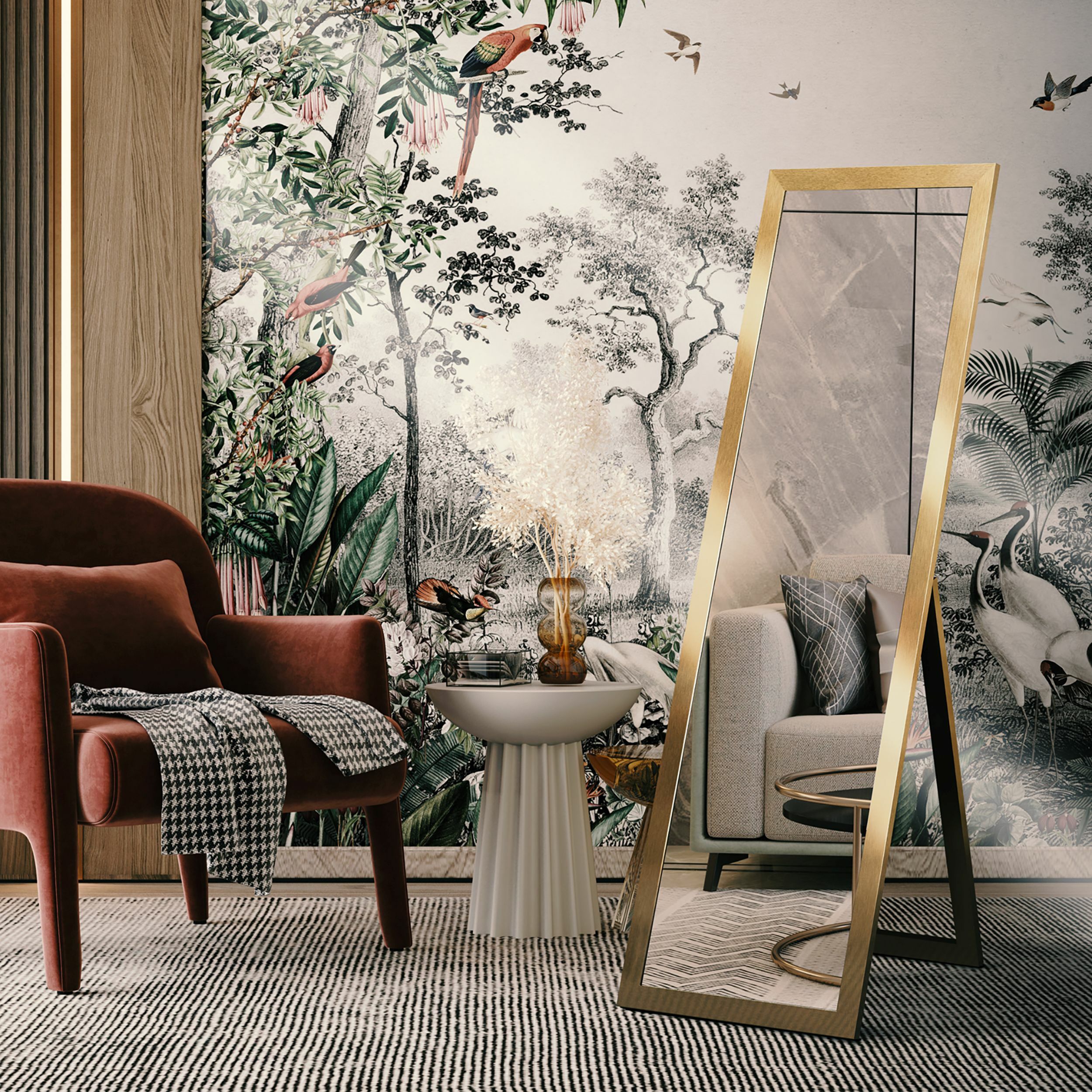 Lustro stojące Manouss 146x46 cm w złotej ramie