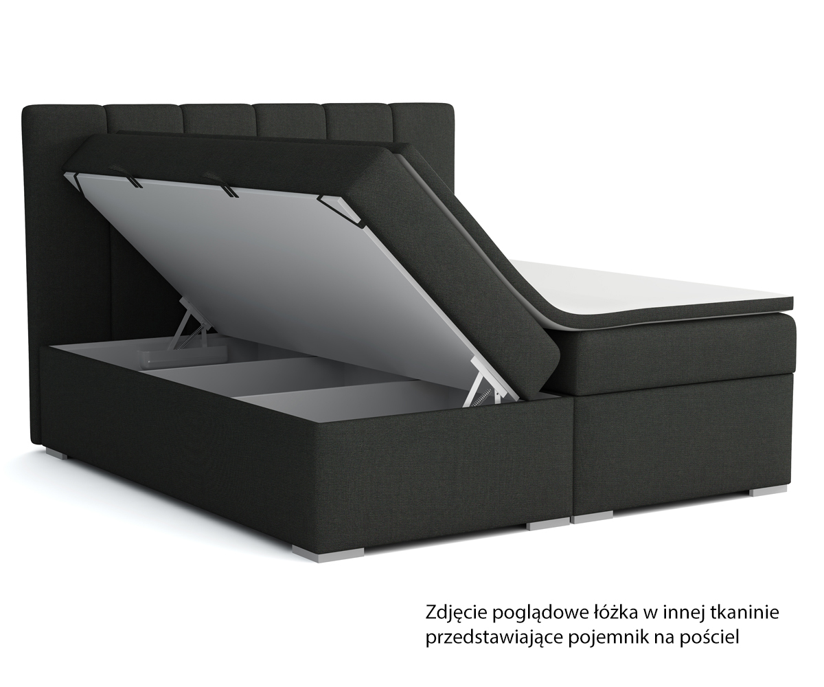 Łóżko kontynentalne 160x200 cm Maratta z pojemnikami i topperem ciemnoszara plecionka