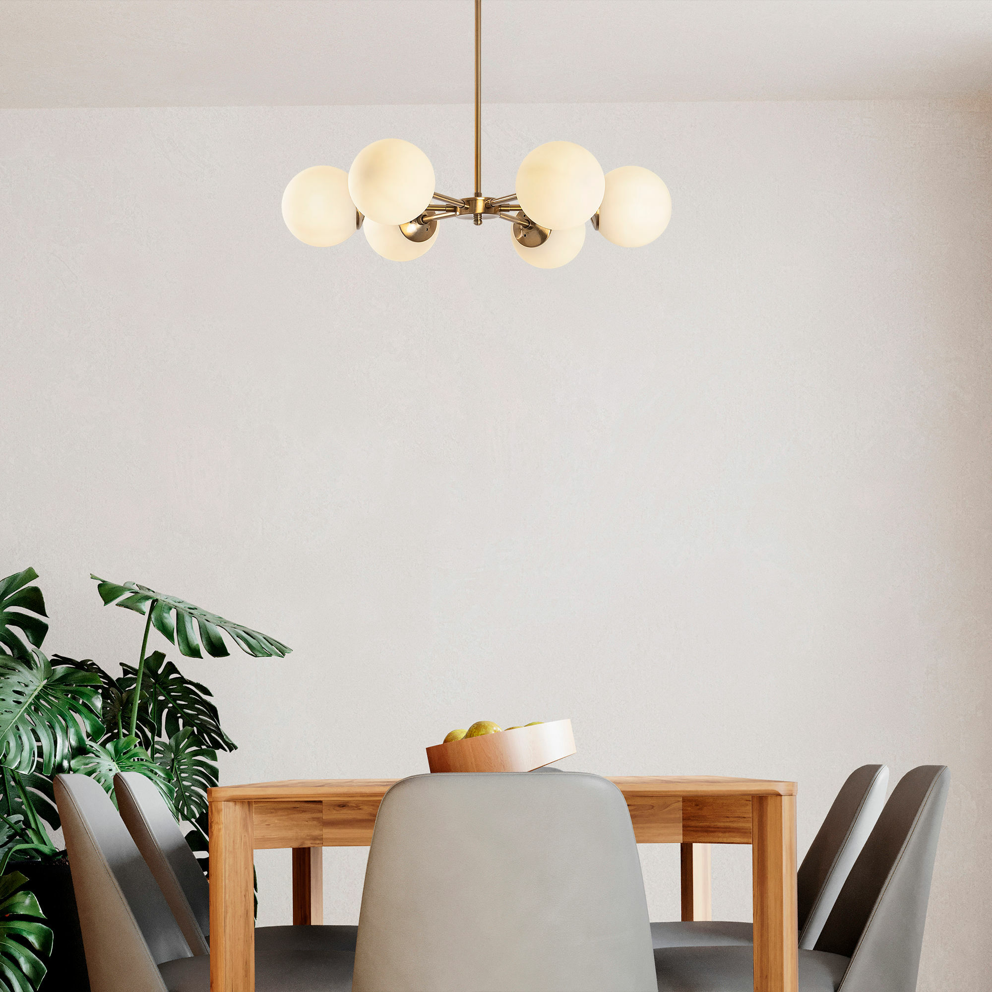 Lampa wisząca Horrelf x6 złota/ mleczne klosze