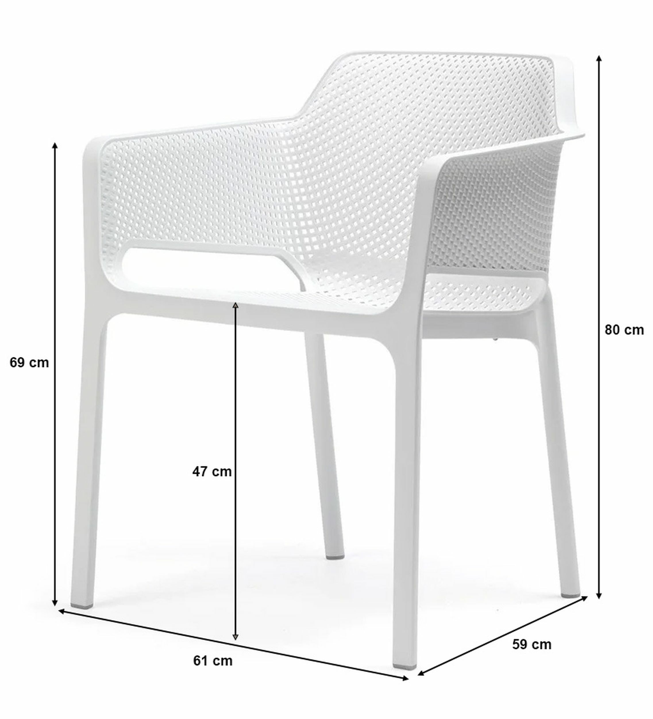 Krzesło ogrodowe Net Nardi z certyfikowanego tworzywa białe