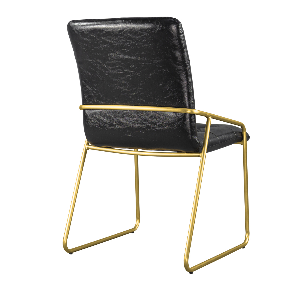 Krzesło tapicerowane Roger czarne na złotych nogach ze stali