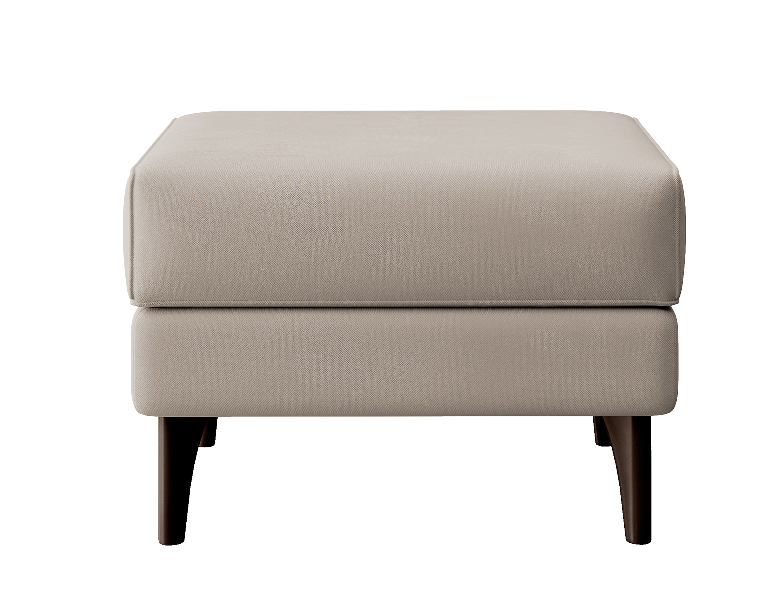 Fotel wypoczynkowy z podnóżkiem uszak Calmino jasnobeżowy w tkaninie hydrofobowej welur nóżki wenge