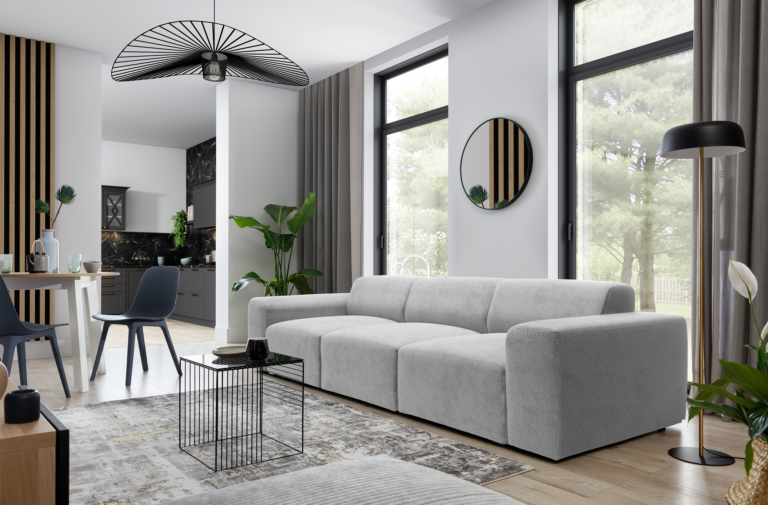 Sofa trzyosobowa Terrafino szara w tkaninie hydrofobowej