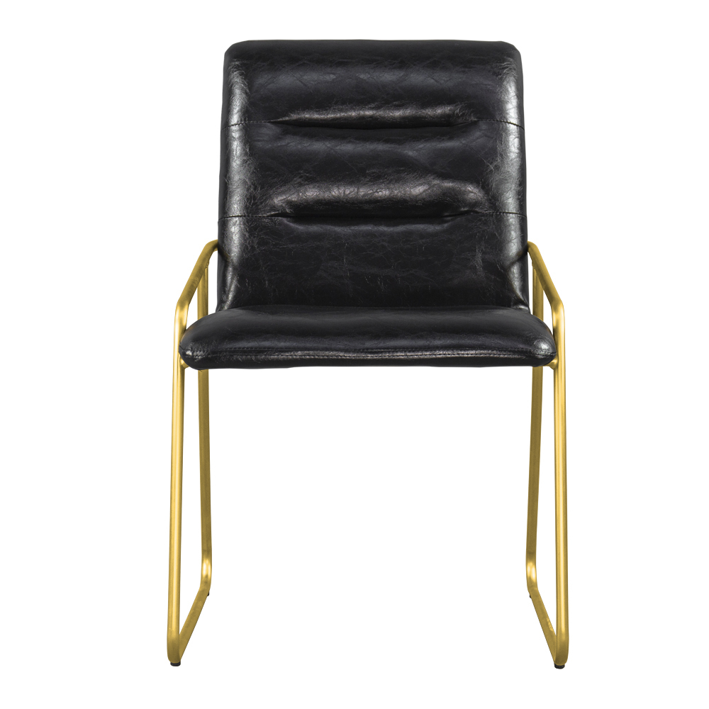 Krzesło tapicerowane Roger czarne na złotych nogach ze stali